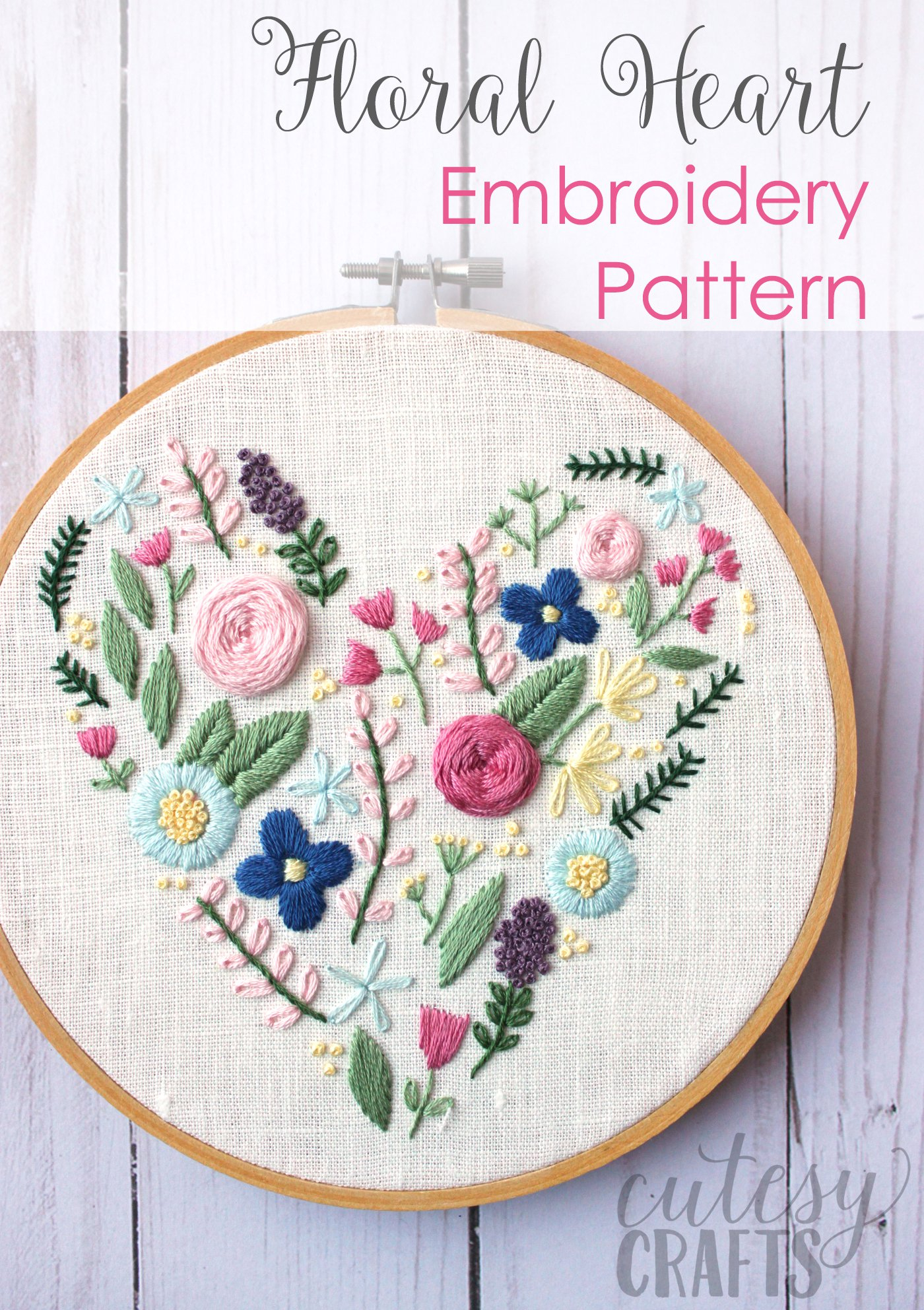 Embroidery Pattern Floral Heart Hand Embroidery Pattern The Polka Dot Chair