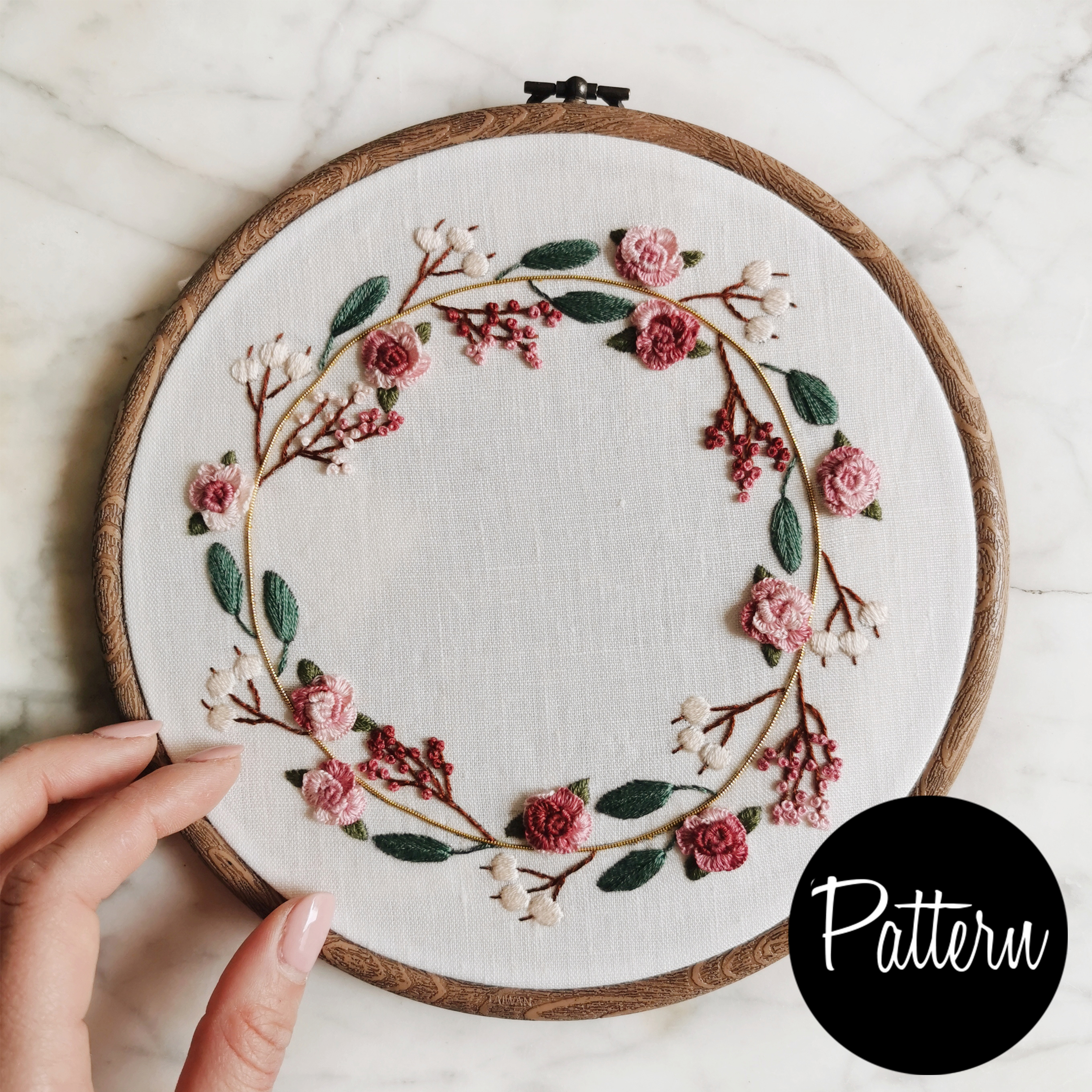 Embroidery Pattern Flower Wreath Embroidery Pattern