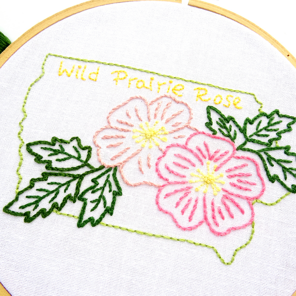 Embroidery Pattern Iowa Flower Hand Embroidery Pattern Wild Prairie Rose