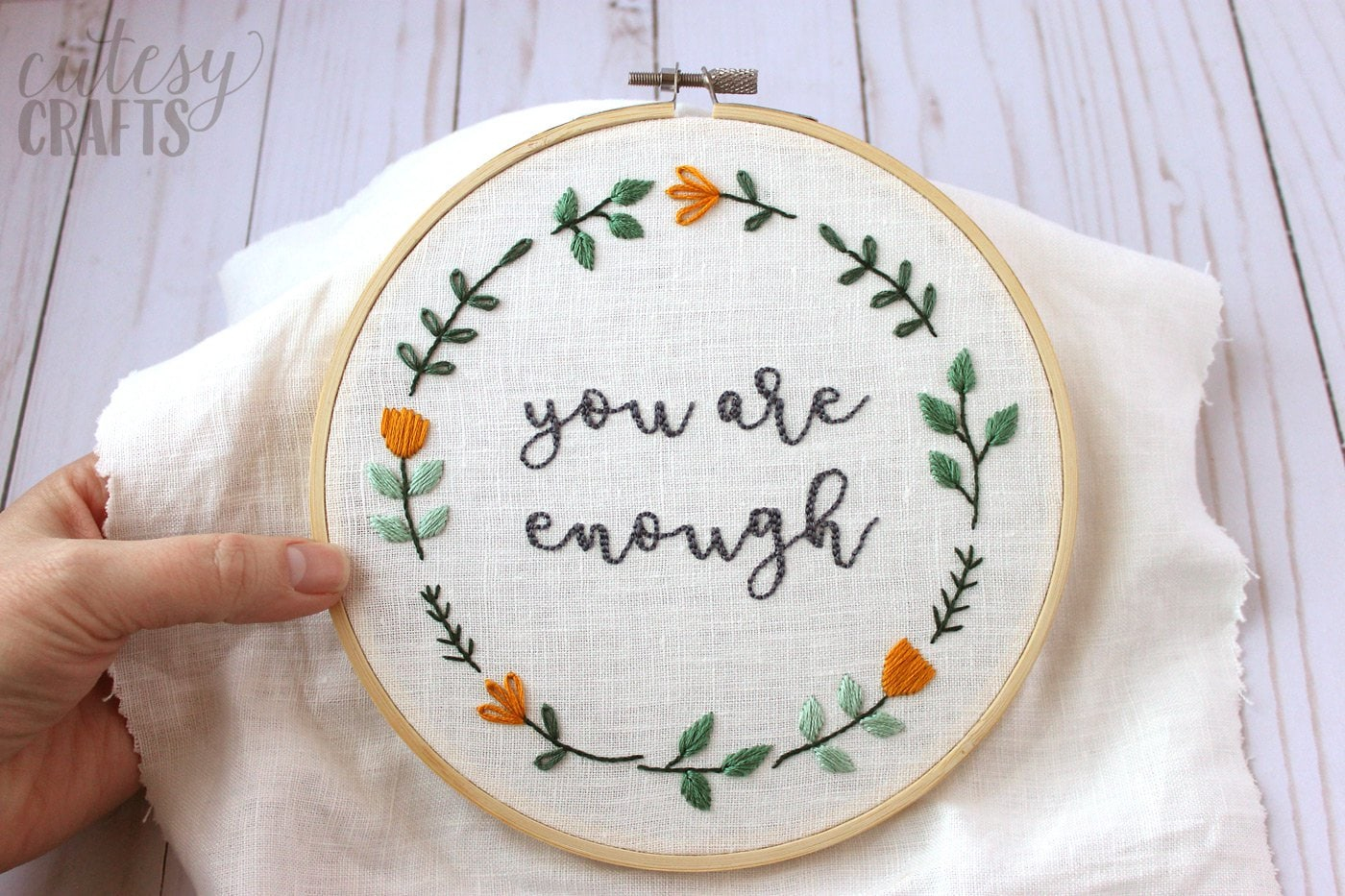 Embroidery Pattern You Are Enough Free Hand Embroidery Pattern The Polka Dot Chair