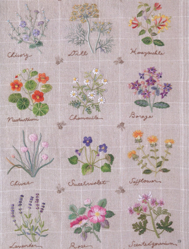 Embroidery Patterns Flowers Embroidery Patterns Botanical Herb Embroidery Japanese Embroidery Book Ebook Pdf Instant Download