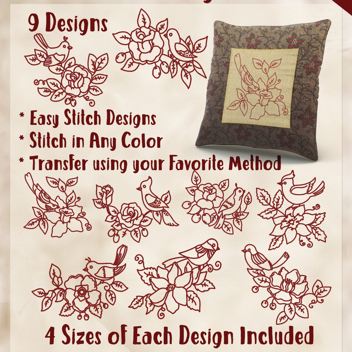 Embroidery Patterns For Sale Sale Hand Embroidery Patterns Birds And Flowers In 4 Sizes Pdf Instant Download 10 Designs For Quilting Embroidery
