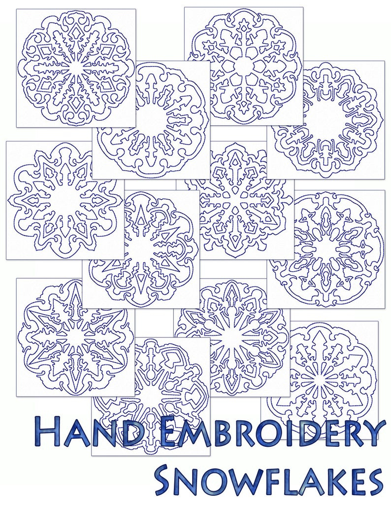 Embroidery Patterns For Sale Sale Hand Embroidery Patterns Elegant Snowflakes In 4 Sizes Pdf Instant Download 12 Designs Snow Winter Snowflake