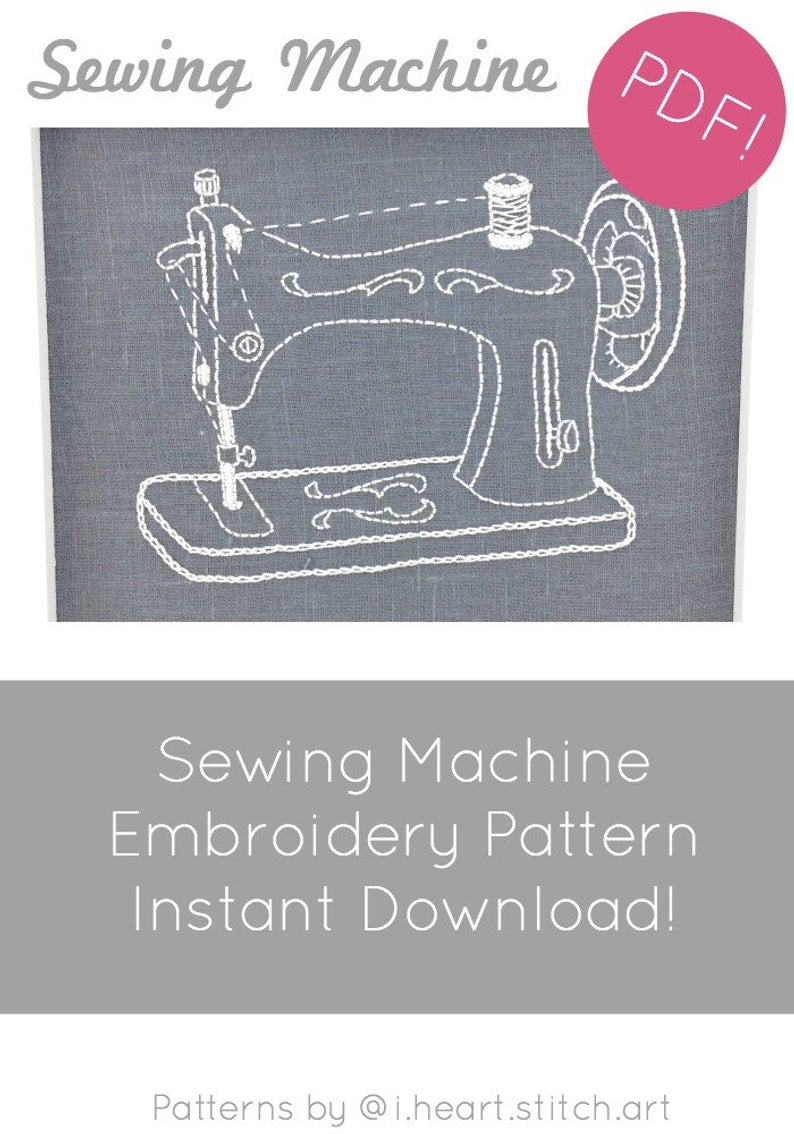 Embroidery Patterns For Sewing Machines Embroidery Pattern Vintage Sewing Machine Craft Room Decor Sewing Room Decor Pdf Embroidery Pattern I Heart Stitch Art Iheartstitchart