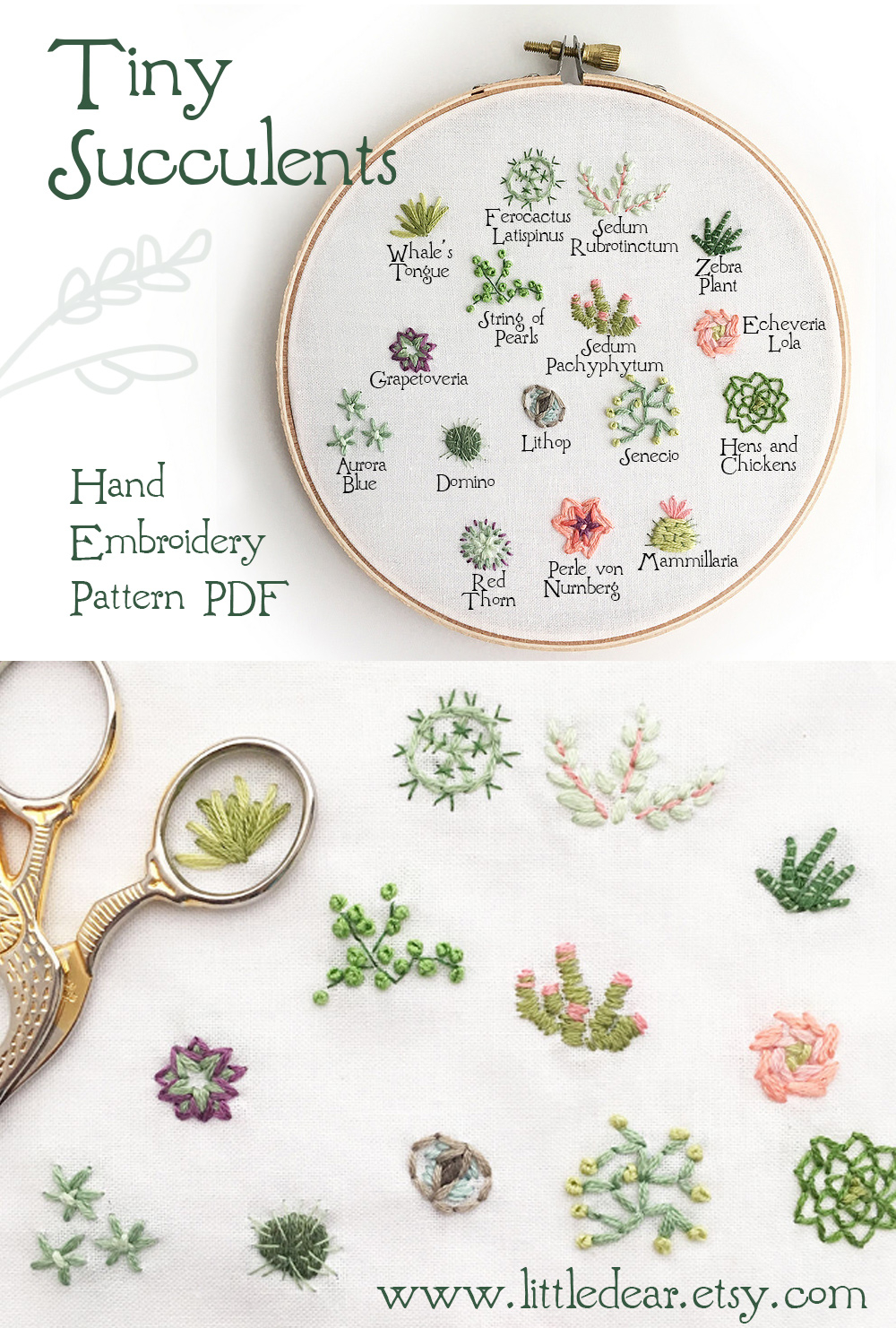 Embroidery Patterns Pdf Little Dear Tracks Tiny Succulents