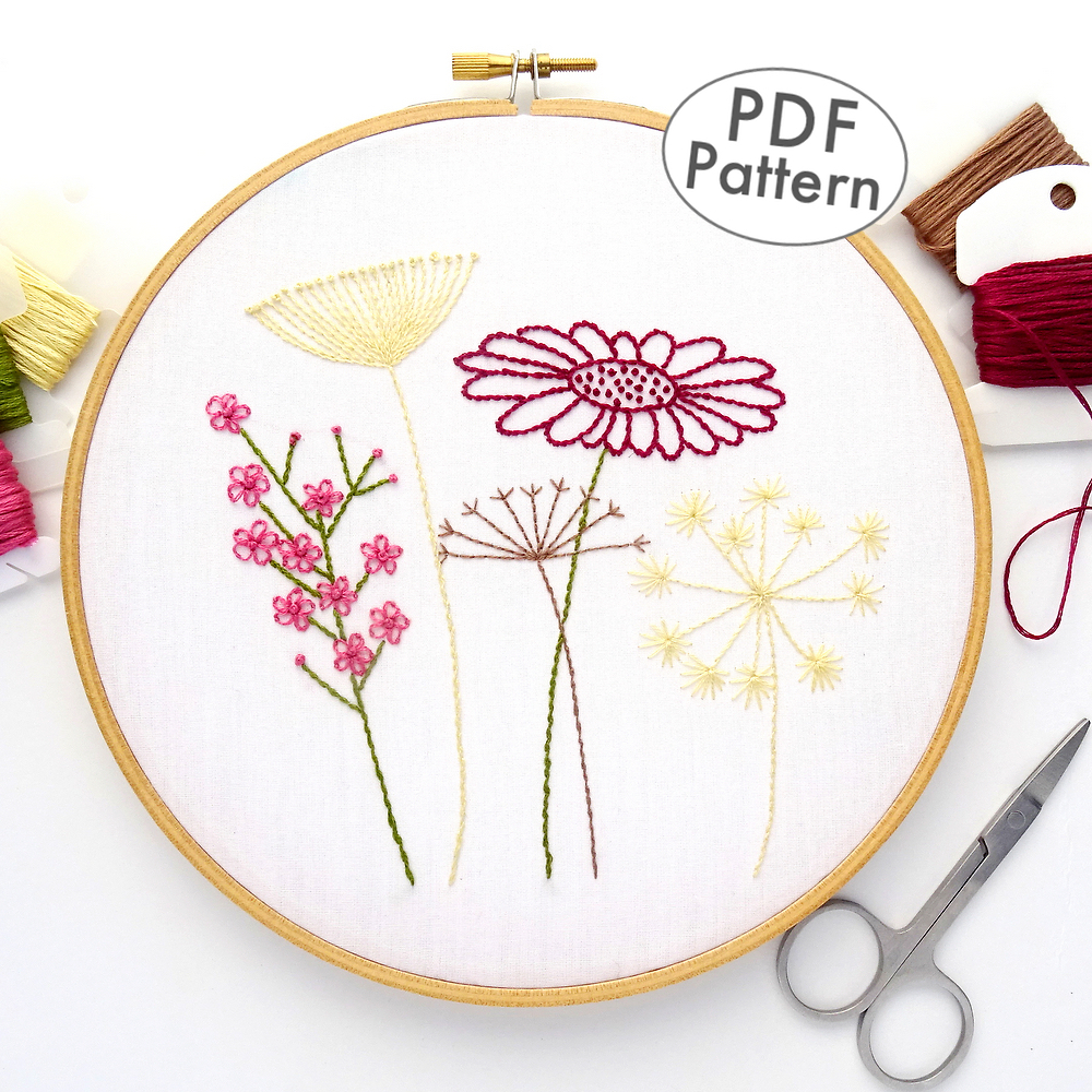 Embroidery Patterns Pdf Wildflower Meadow Hand Embroidery Pattern