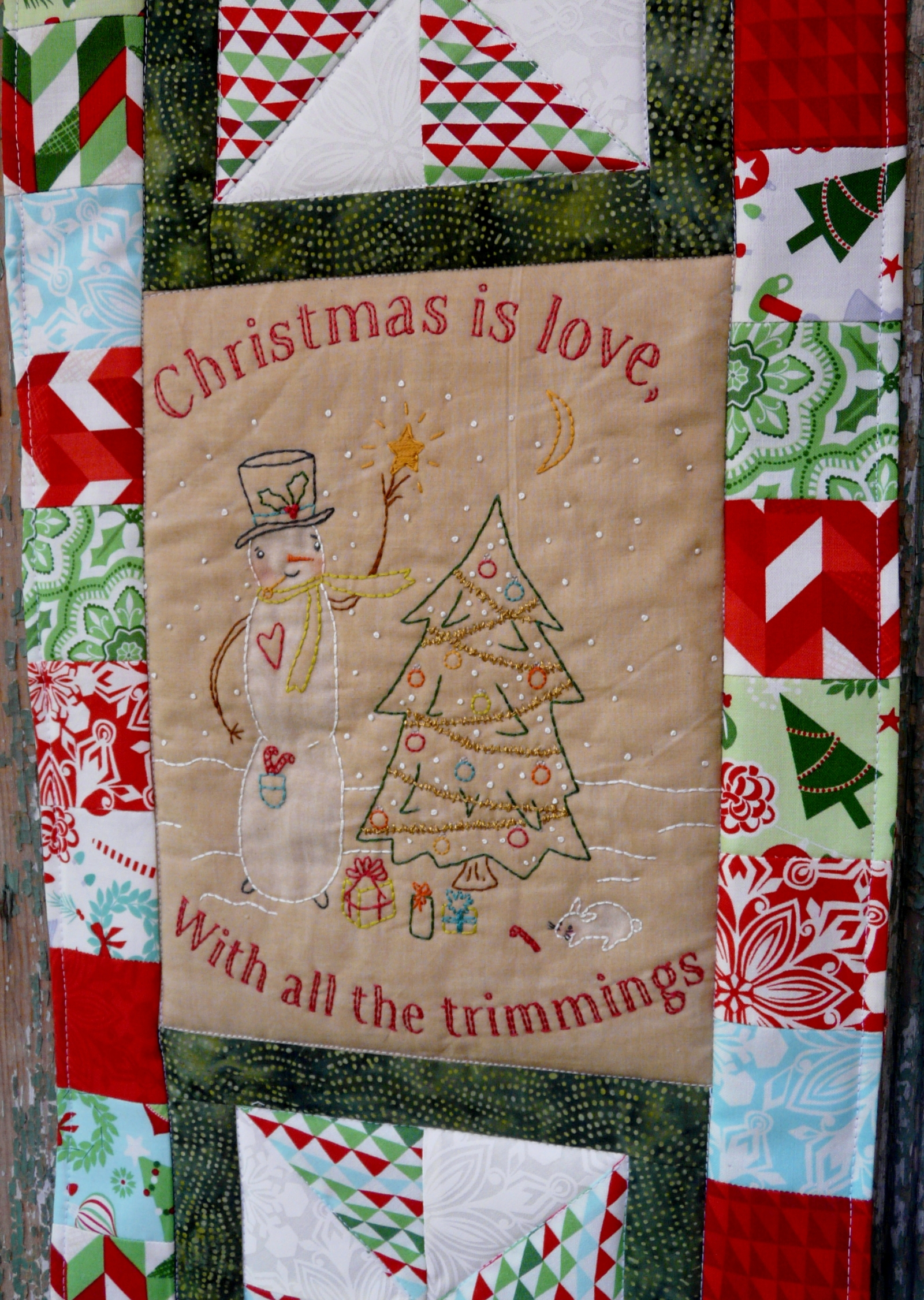 Embroidery Quilt Patterns Christmas Is Love Quilted Embroidery Wall Hanging Pattern 376