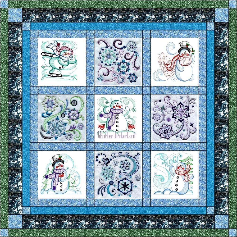 Embroidery Quilt Patterns Details About Quilt Kit Winter Wonderland Christmasprecut With Finished Embroidery Blocks