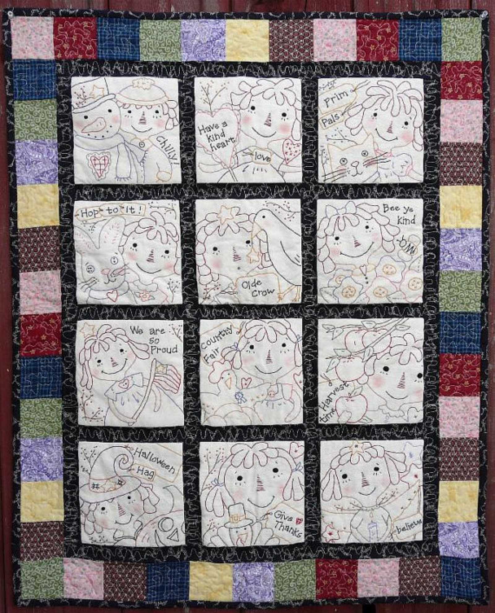 Embroidery Quilt Patterns Raggedy Gals Embroidery Big Quilt Pattern