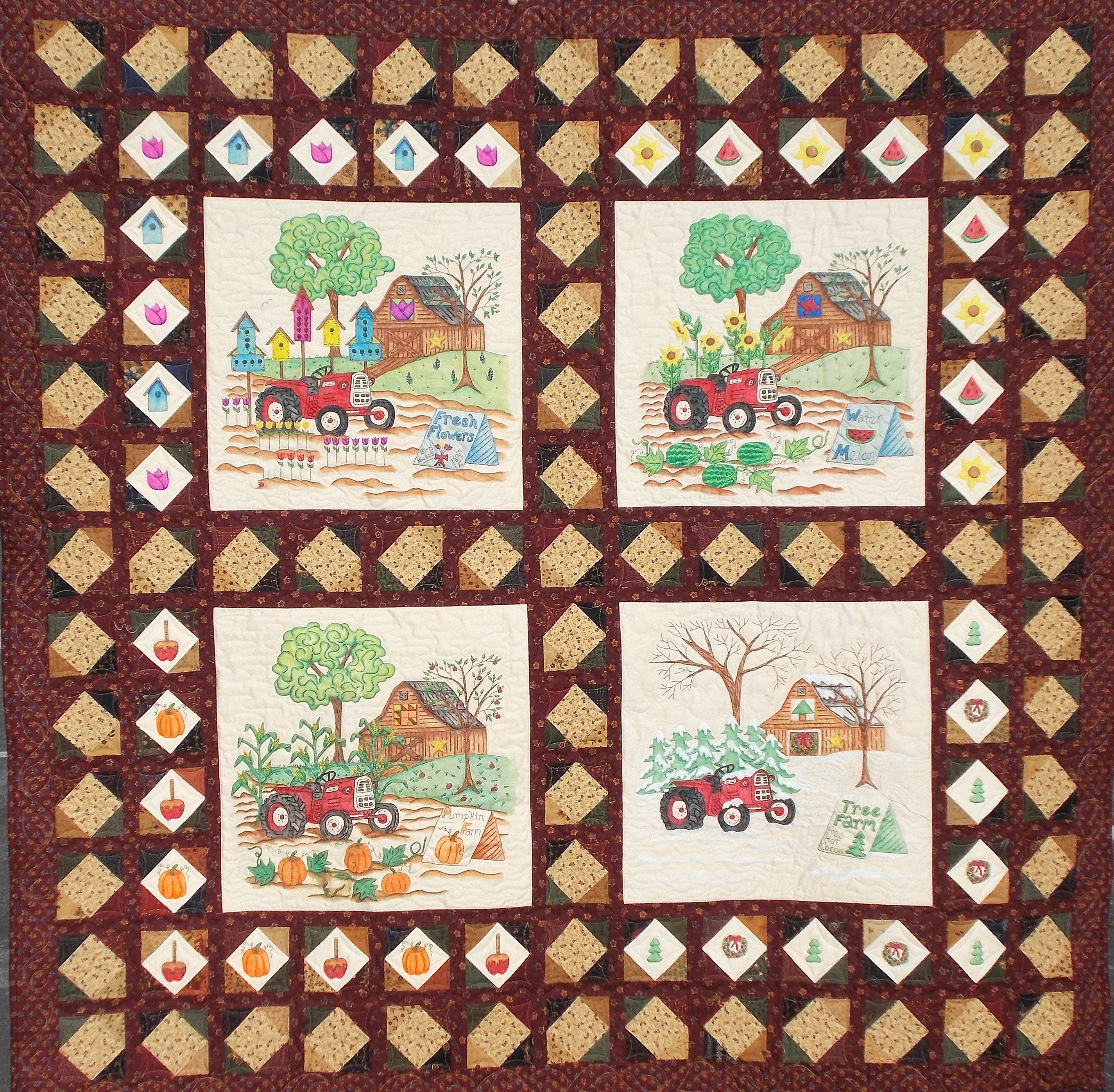 Embroidery Quilt Patterns Seasons On The Farm Barn Quilt Pattern Color Pencil On Fabric Technique Hand Embroidery Quilt Patterns