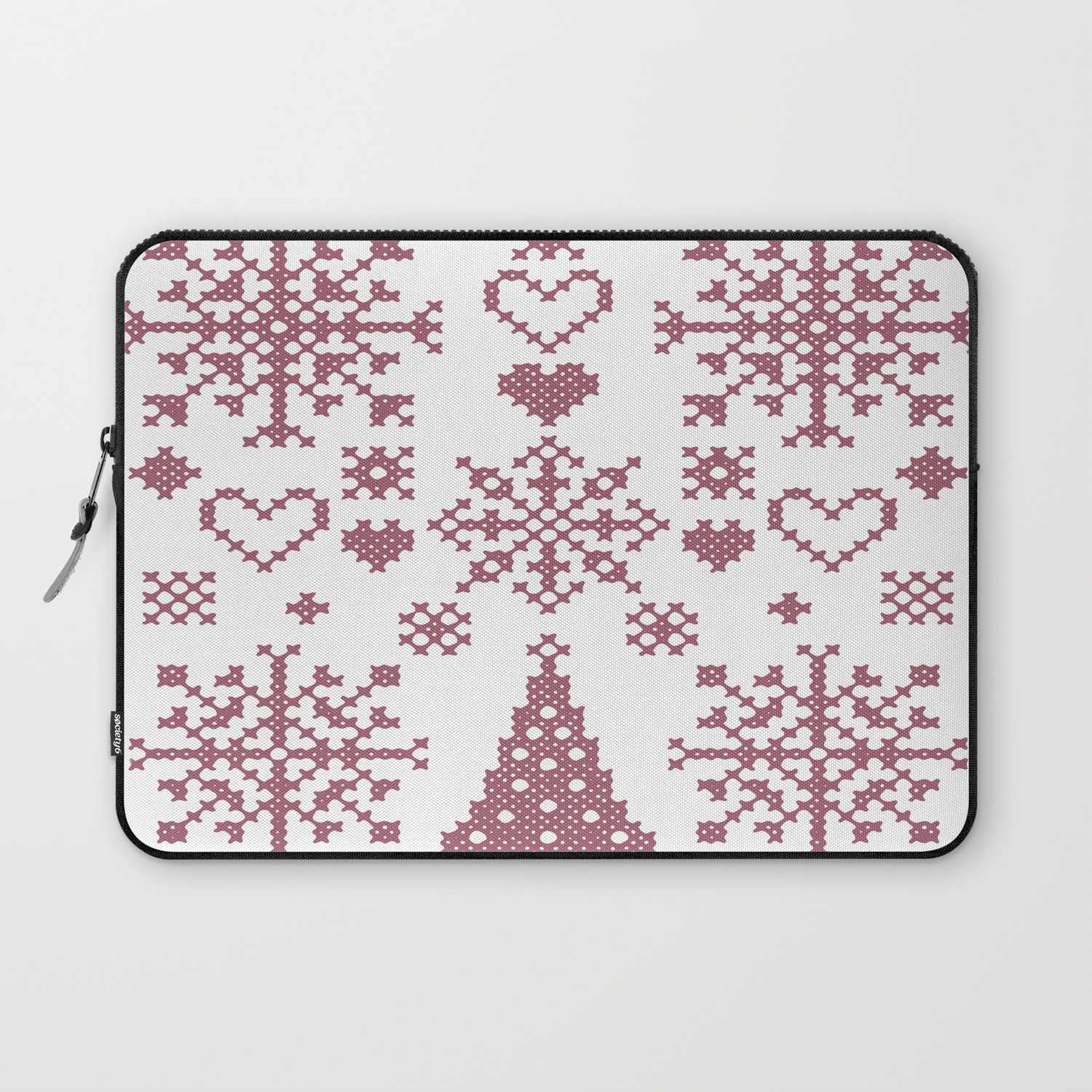 Embroidery Sampler Patterns Christmas Cross Stitch Embroidery Sampler Pink And White Laptop Sleeve