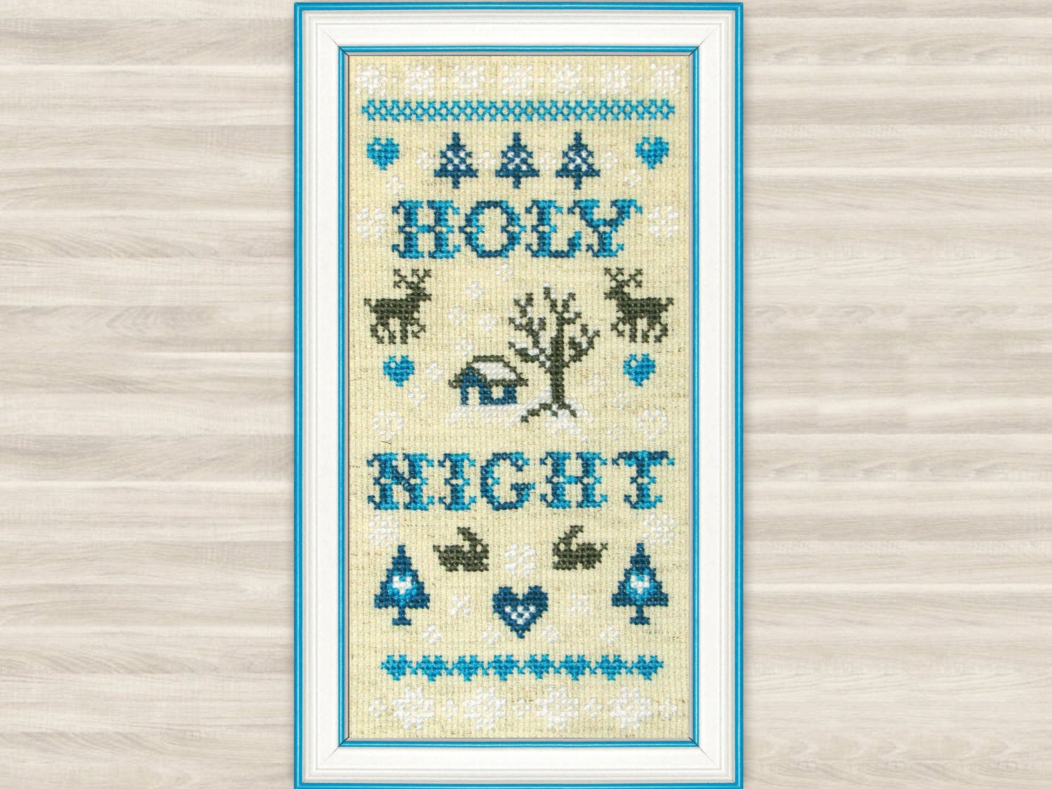 Embroidery Sampler Patterns Free Buy 2 Get 1 Free Holy Night Cross Stitch Pattern Pdf Christmas Deer Home Decor Christmas Gift Winter Sampler Snow Embroidery Blue Primitive