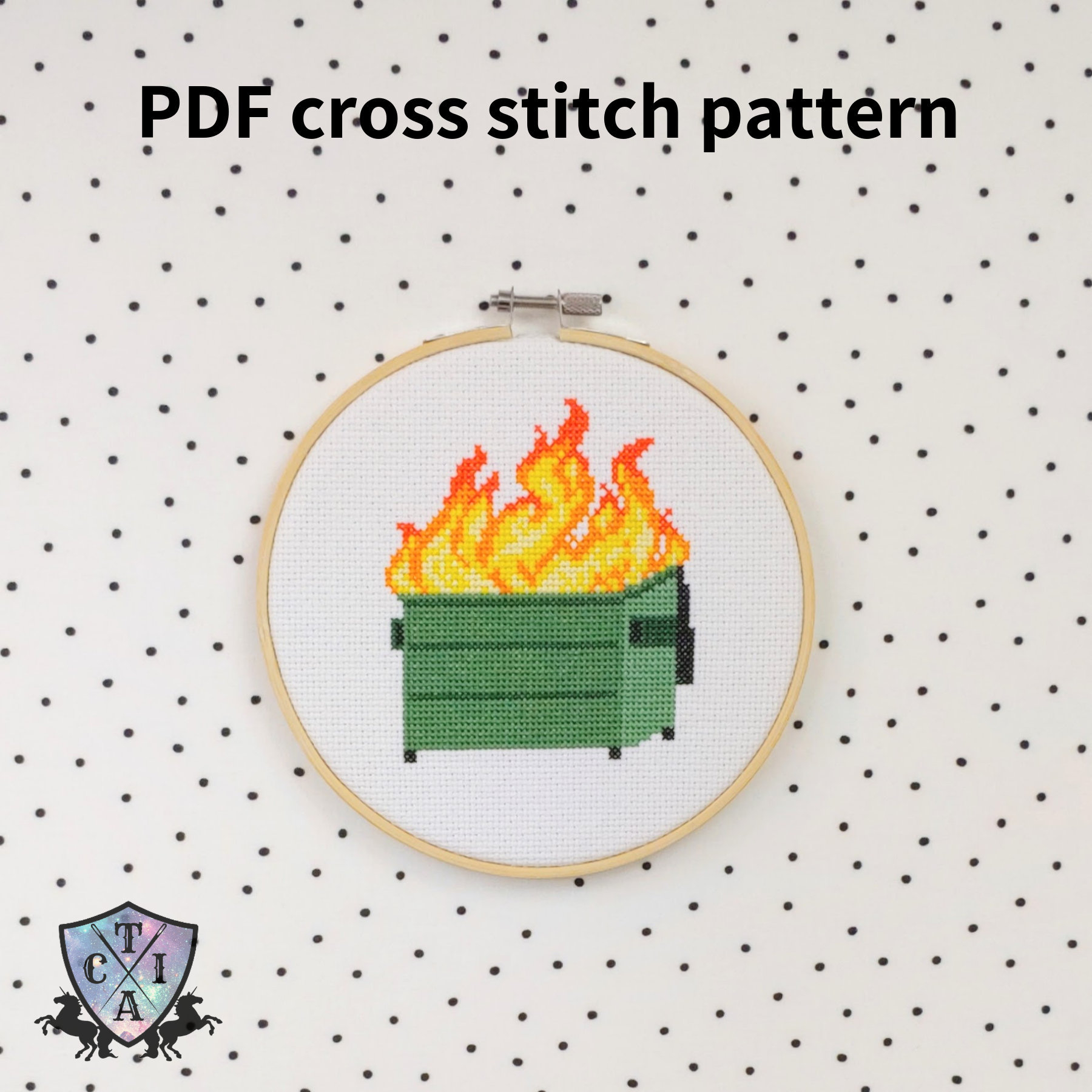 Embroidery Stitch Patterns Dumpster Fire Cross Stitch Pattern Subversive Embroidery Funny Needlepoint Meme Hoop Art Flaming Trash Garbage Pdf Instant Download