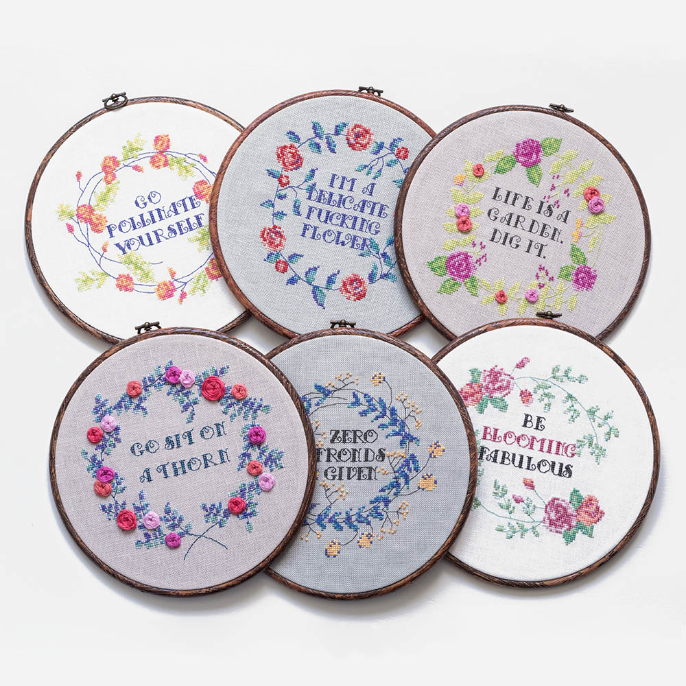 Embroidery Stitch Patterns Go Bloom Yourself Cross Stitch Pattern Set
