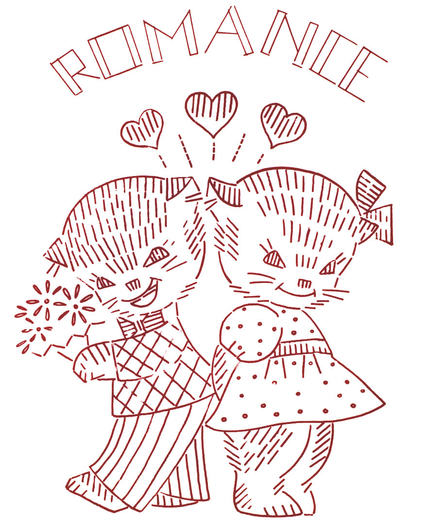 Embroidery Transfer Patterns Cats In Love Vintage Embroidery Transfers Q Is For Quilter