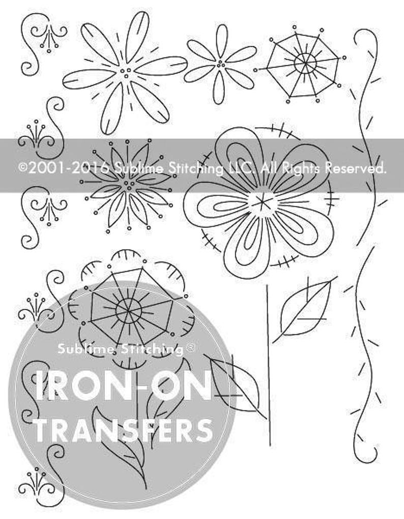 Embroidery Transfer Patterns Fantasy Flowers Iron On Hand Embroidery Transfer Patterns