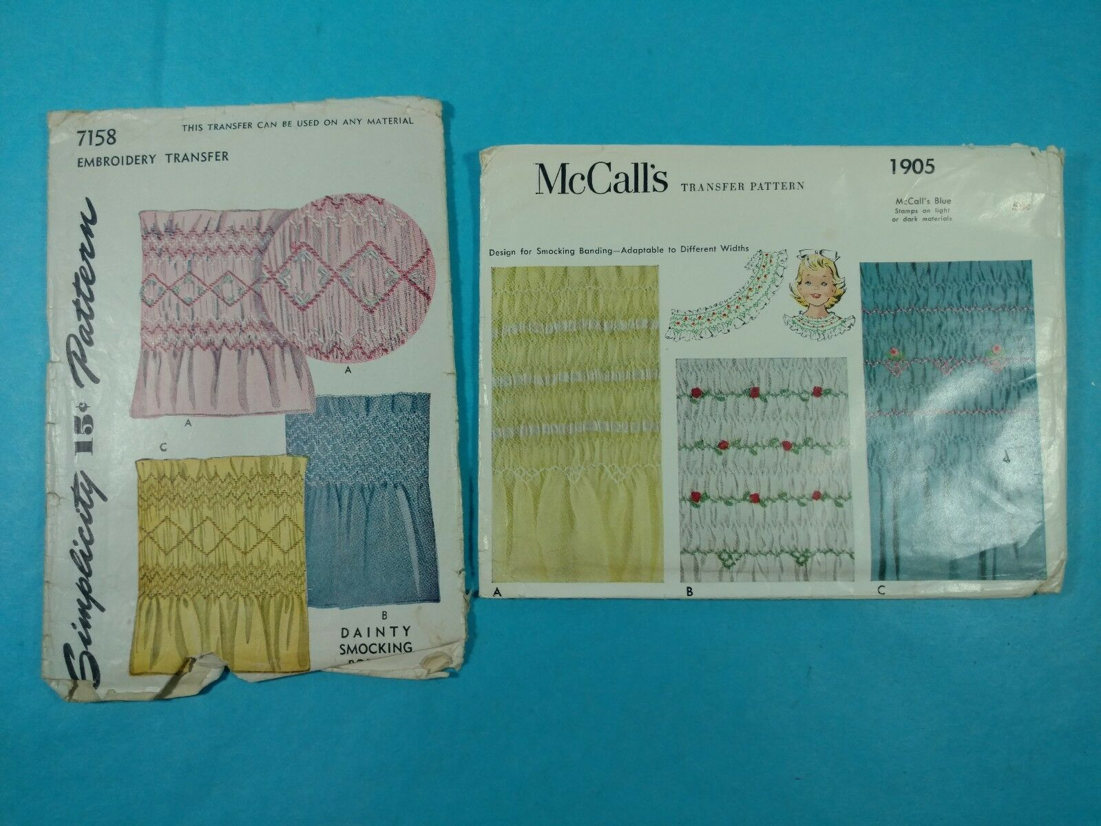 Embroidery Transfer Patterns Lot 120 Group Of 2 Vintage Sewing Patterns Embroidery Transfer Pattern