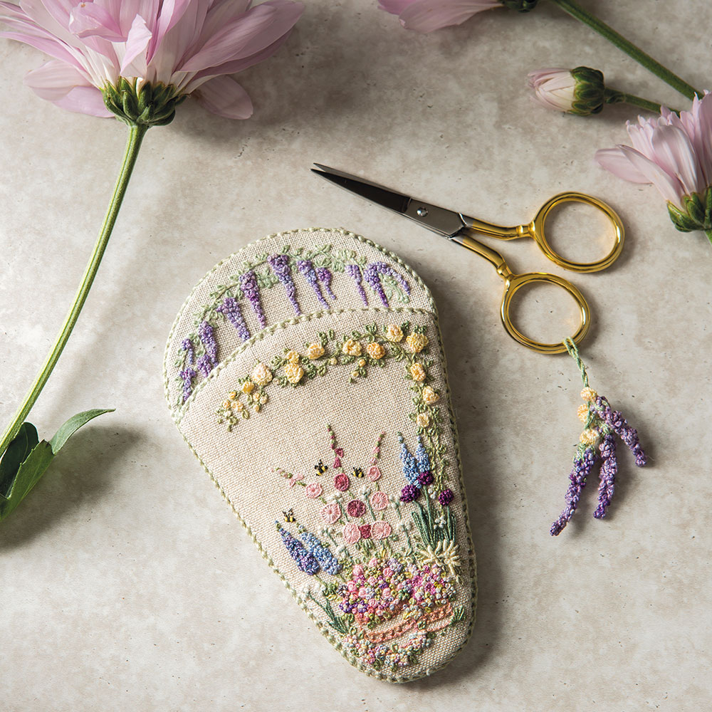 English Embroidery Patterns Embroidered Country Gardens Scissor Keeper Pattern Print