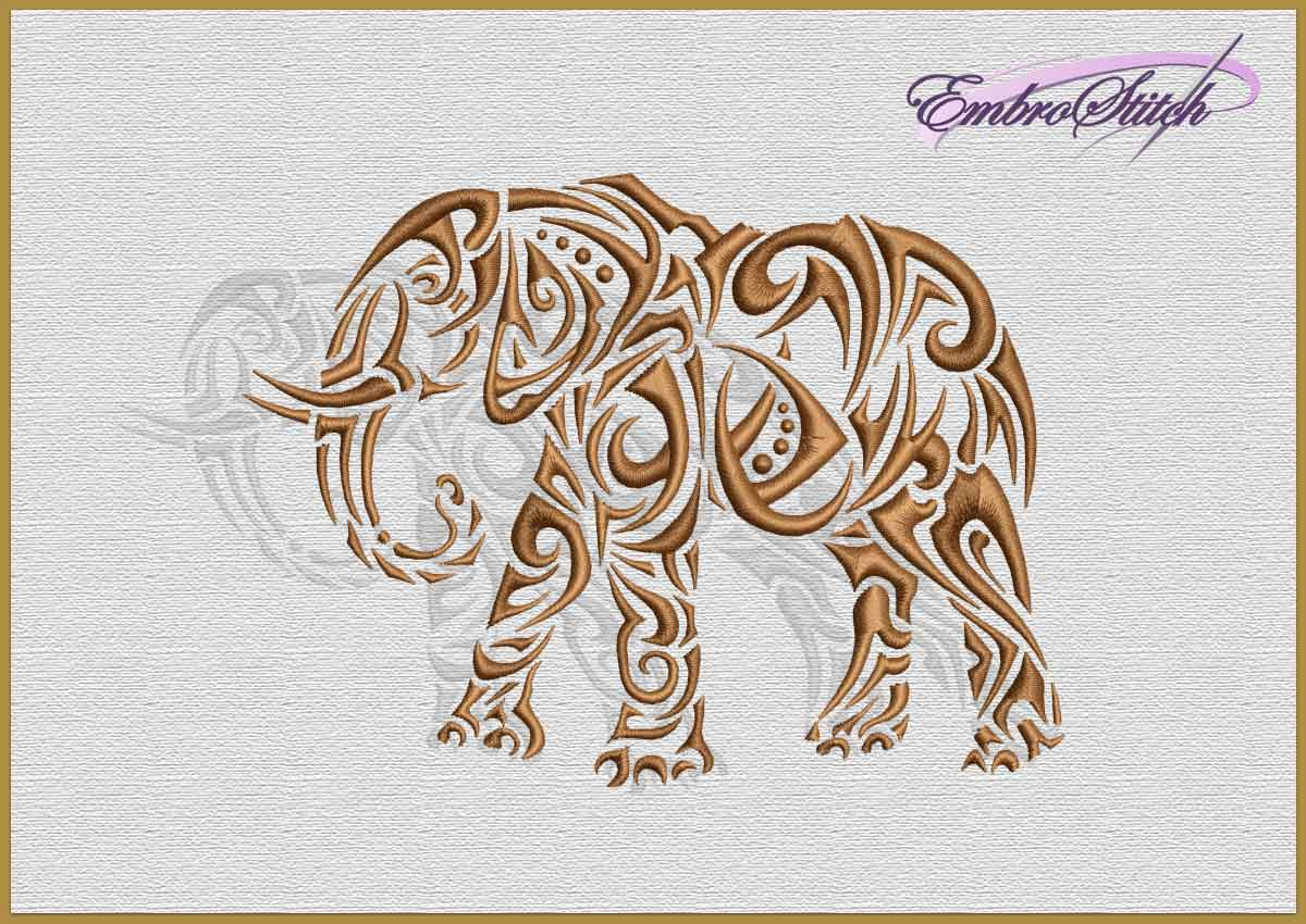 Ethnic Embroidery Patterns Elephants Machine Embroidery Design