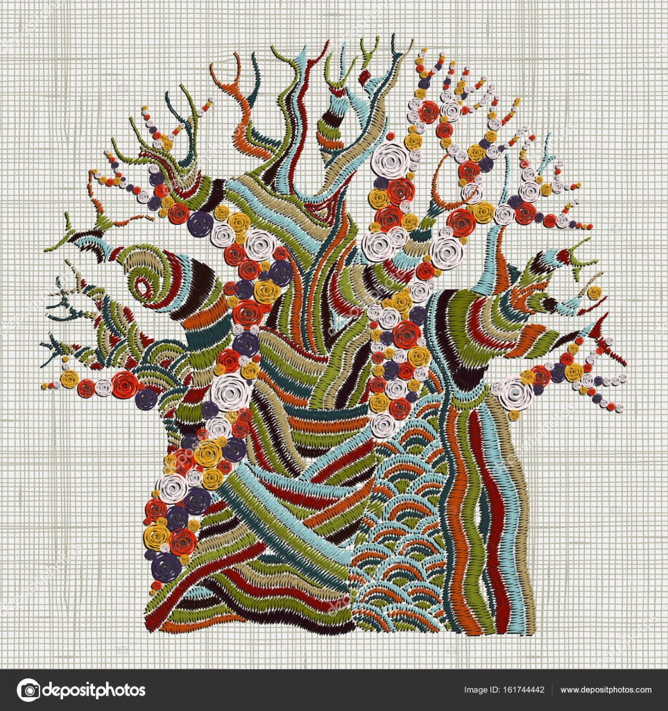 Ethnic Embroidery Patterns Embroidered Baobab Tree Stock Vector Imhopeyandexru 161744442