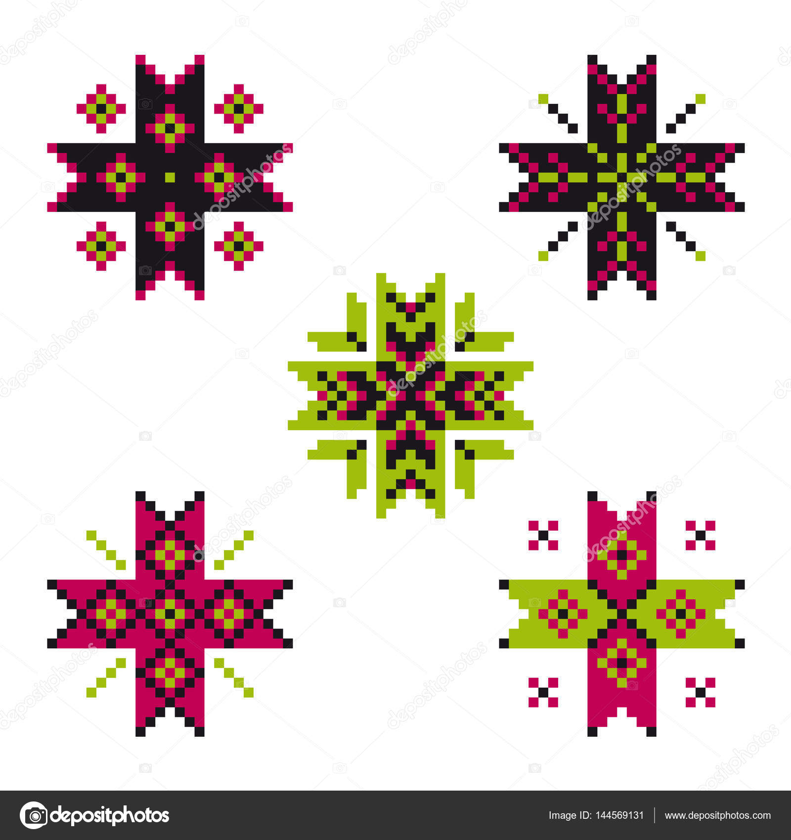 Ethnic Embroidery Patterns Set Of Colorful Ethnic Embroidery Patterns Stock Vector Tinak