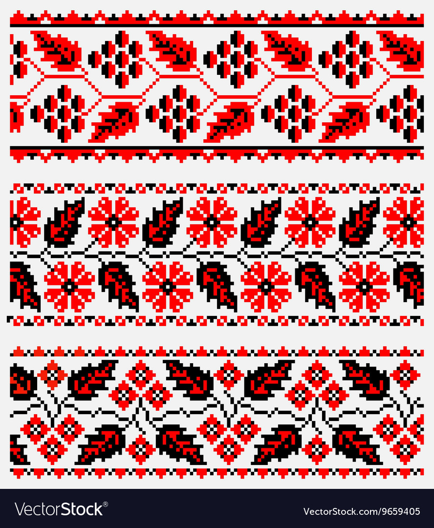 Ethnic Embroidery Patterns Set Of Ukrainian Ethnic Embroidery