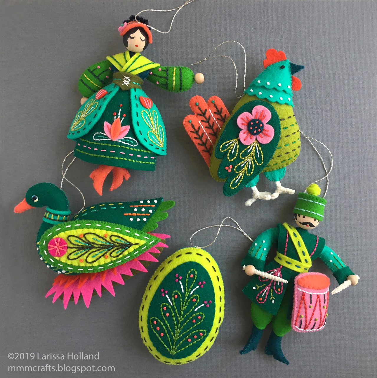 Felt Embroidery Patterns Mmmcrafts Twelve Days Ornaments