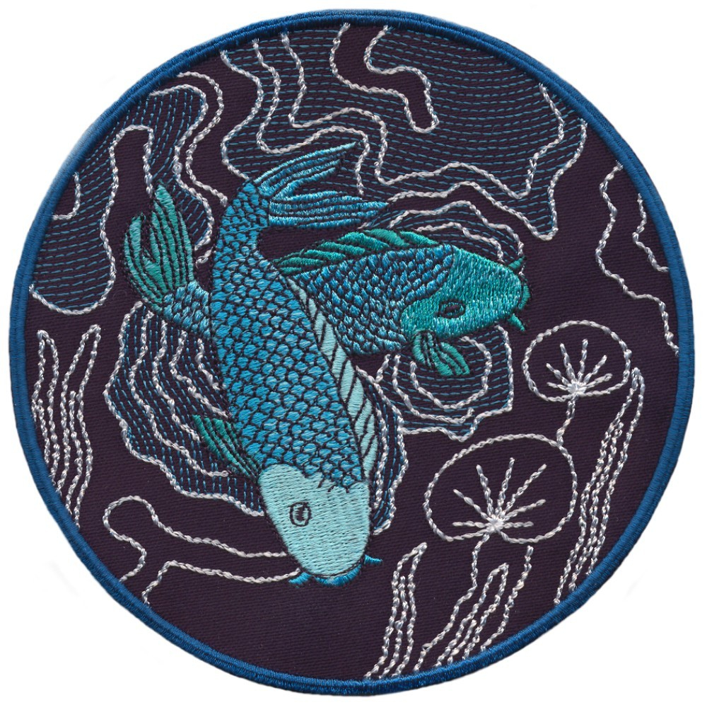 Fish Embroidery Patterns Custom Embroidery Designs Stitchitize Koi And Lily Pads Sashiko