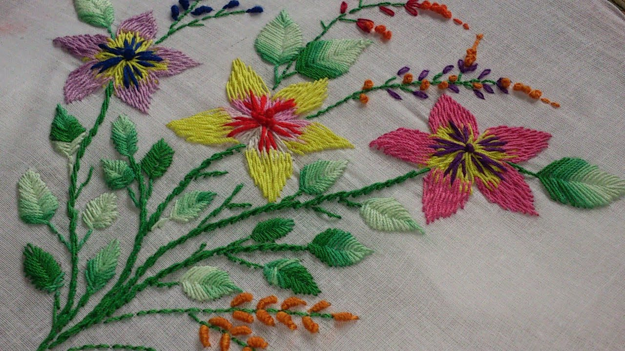 Fish Embroidery Patterns Hand Embroidery Designs Embroidery Stitches Tutorial Romanian Stitch Flowers And Fish Bone Leaves