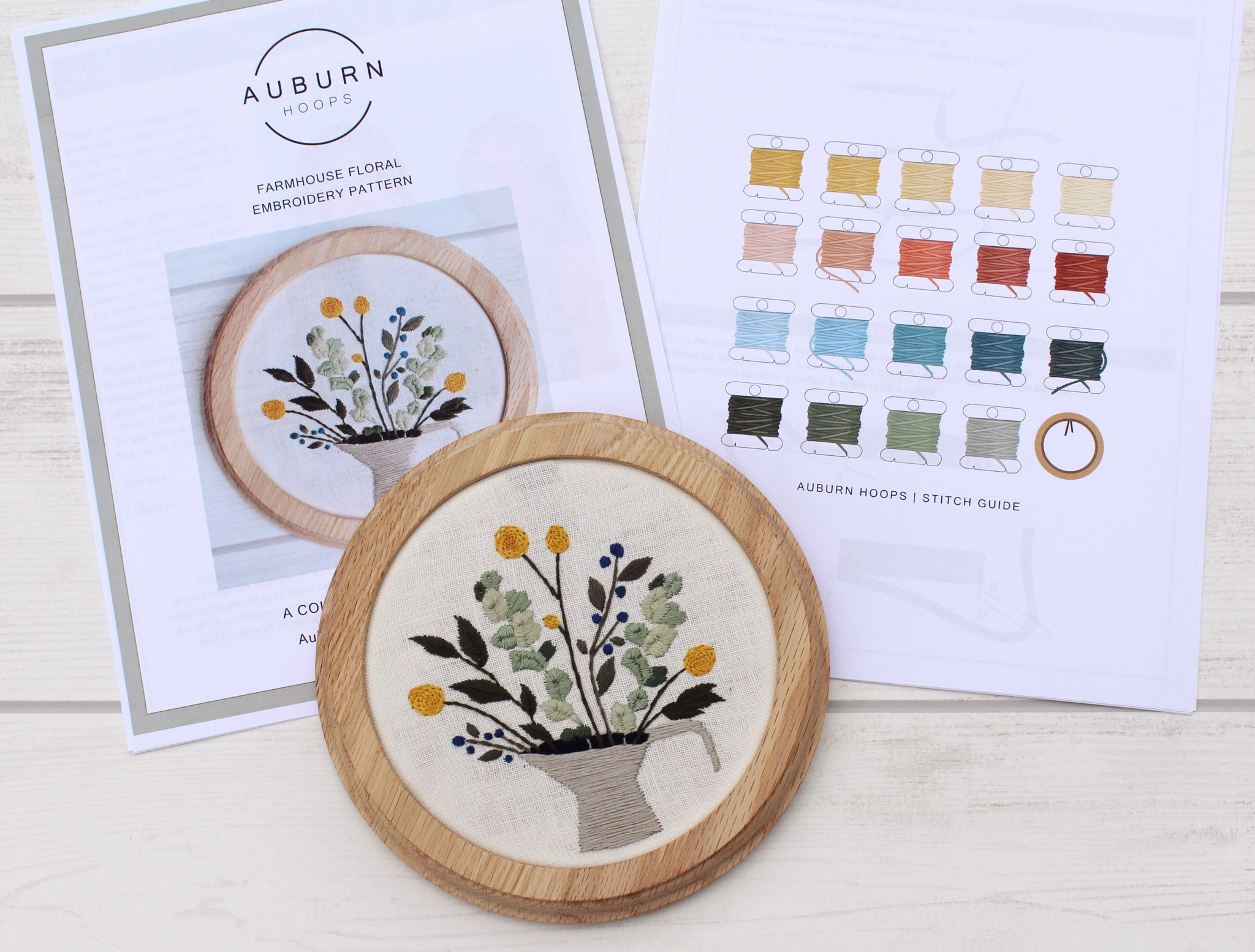 Flower Embroidery Pattern Farmhouse Floral Embroidery Pattern