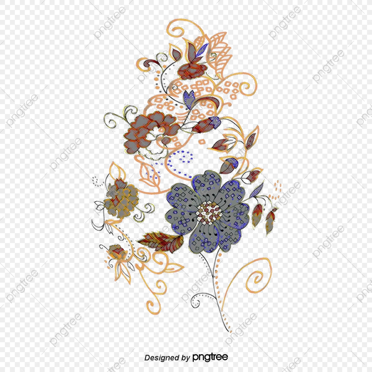 Flower Embroidery Patterns Vector Embroidery Patterns Plant Flowers Embroidery Patterns Png