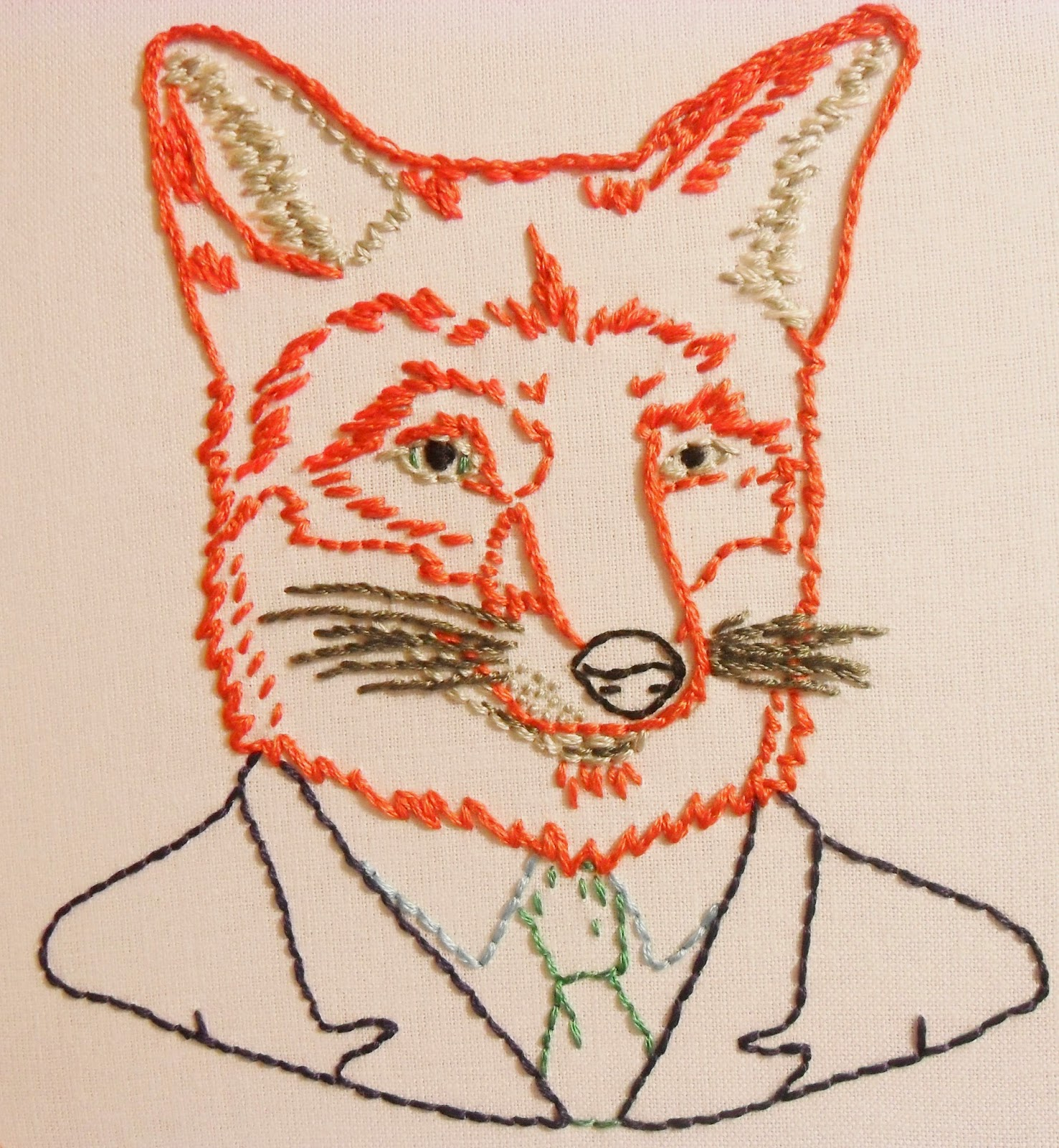 Fox Embroidery Pattern Fiberartsycraftsy Dapper Fox Embroidery