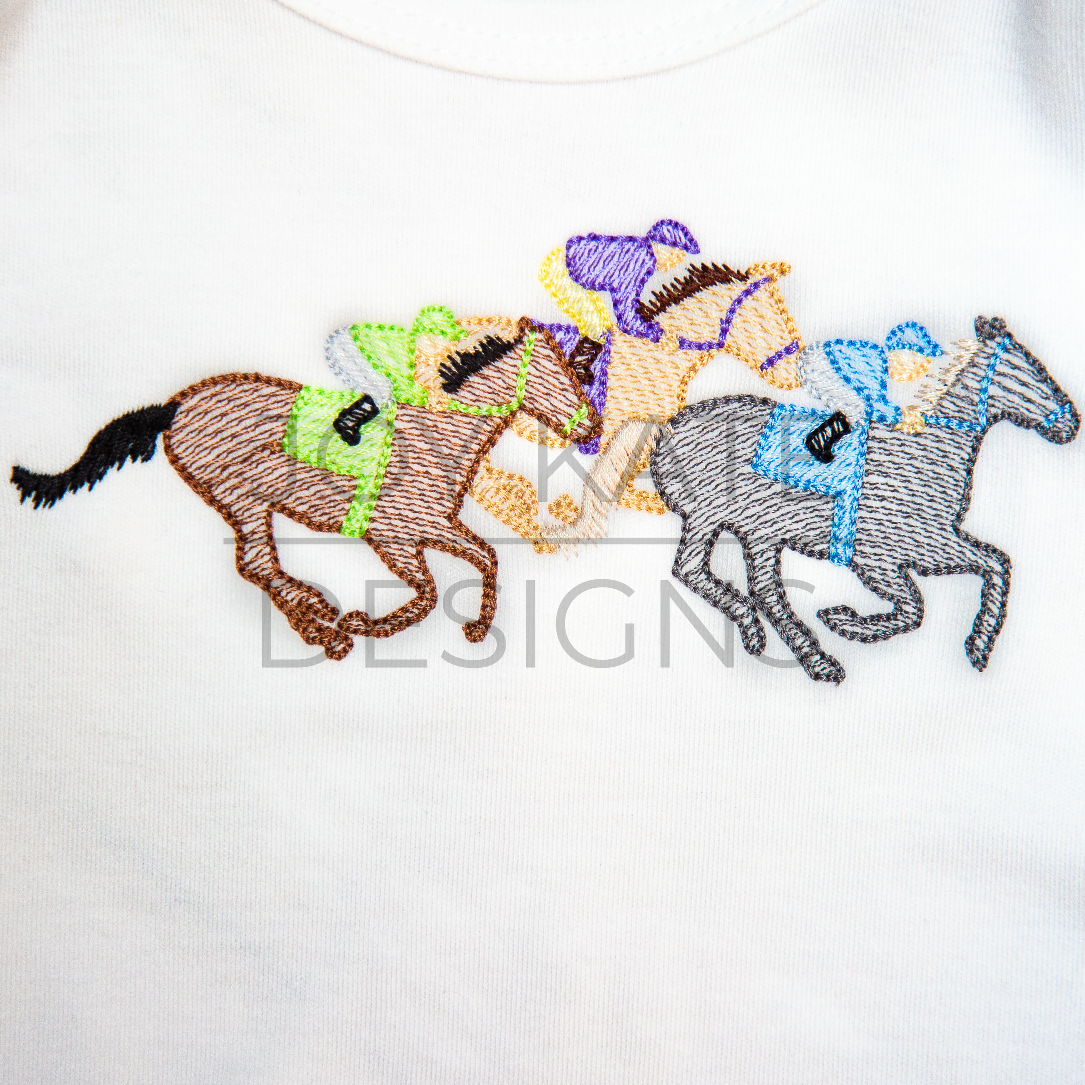 Fox Embroidery Pattern Horse Race Sketch Embroidery Design