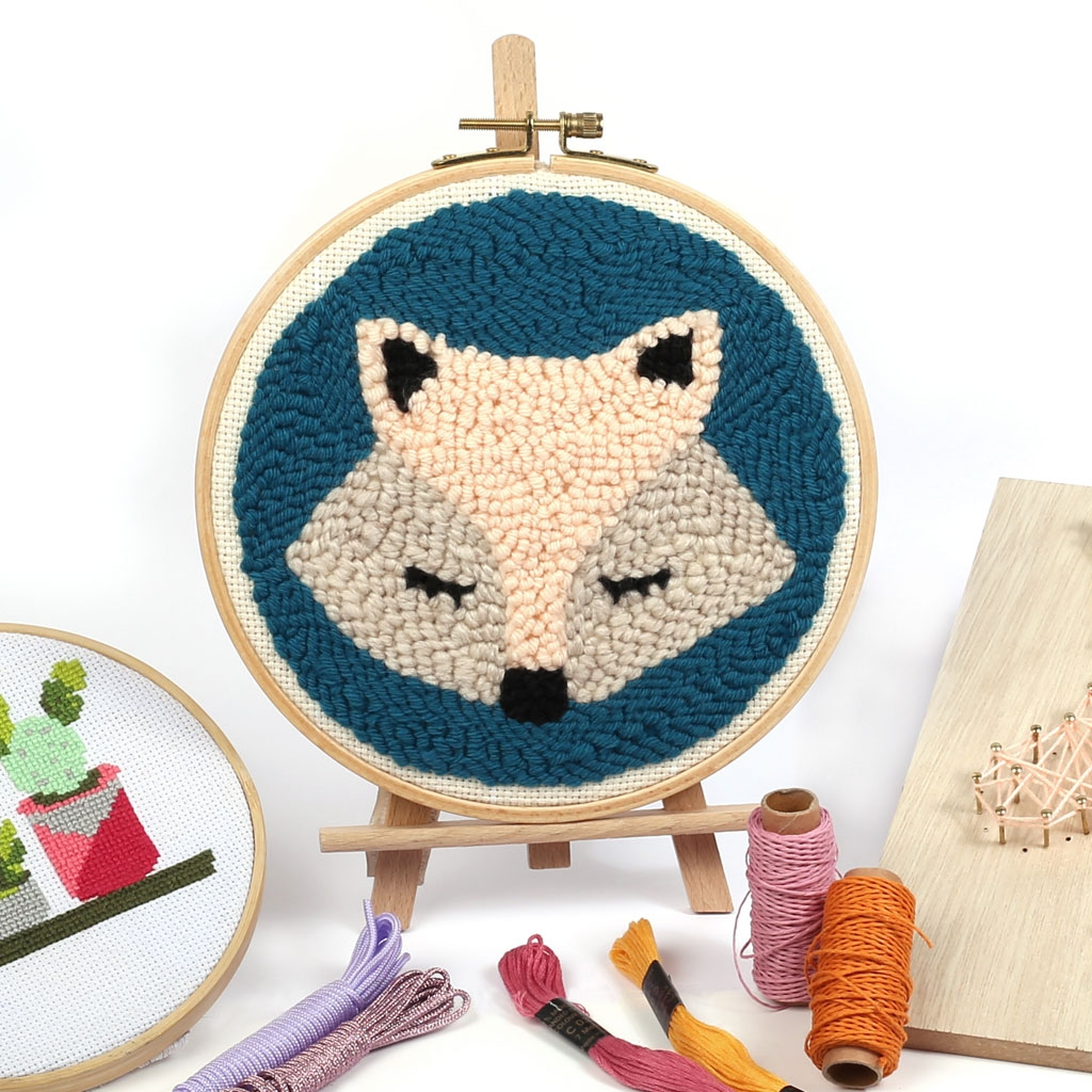 Fox Embroidery Pattern Punch Needle Diy Embroidery Kit Fox Pattern 20 Cm X1