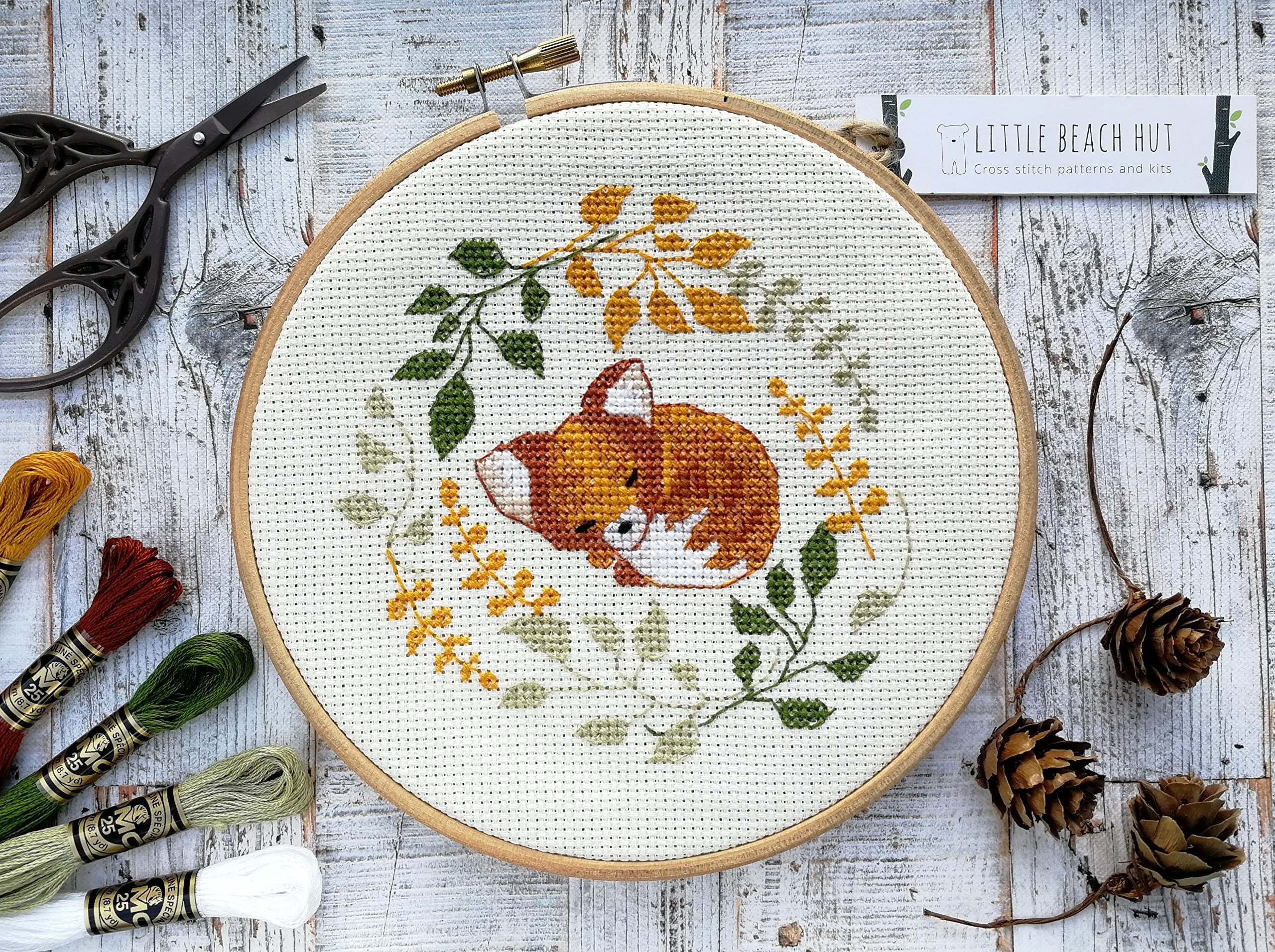 Fox Embroidery Pattern Sleepy Fox Modern Cross Stitch Embroidery Pattern For Animal Lovers