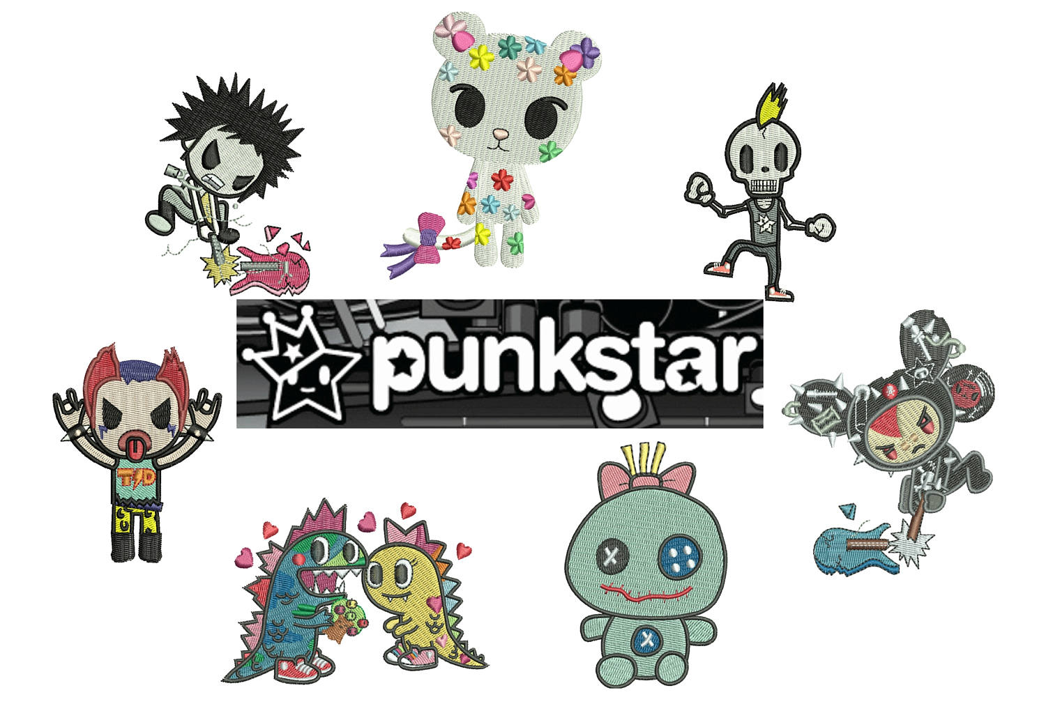 Free Brother Embroidery Patterns Tokidoki 7 Characters Machine Embroidery Designs Set 5 Of 5