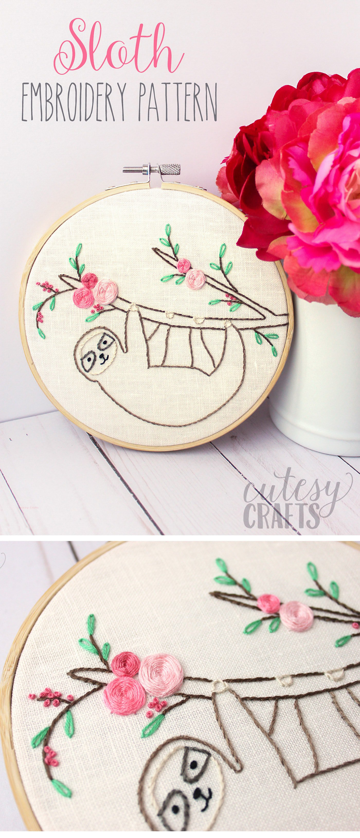 Free Embroidery Pattern Adorable Sloth Hand Embroidery Pattern The Polka Dot Chair