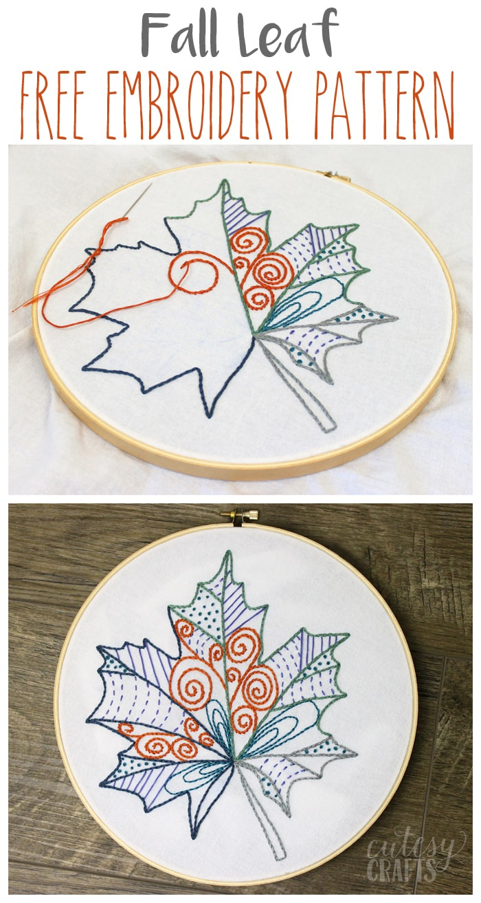 Free Embroidery Pattern Fall Leaf Free Embroidery Pattern Cutesy Crafts