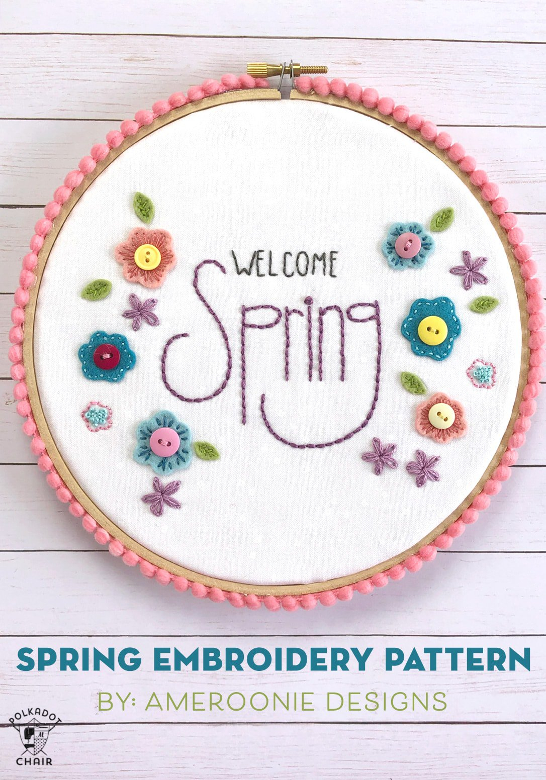 Free Embroidery Pattern Welcome Spring Free Hand Embroidery Pattern The Polka Dot Chair