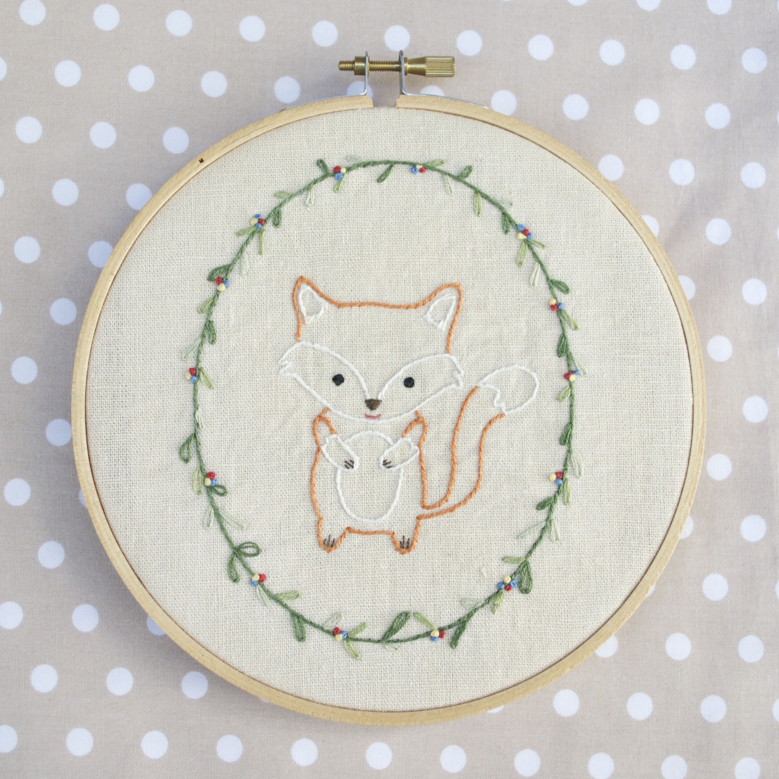 Free Hand Embroidery Patterns For Tea Towels Little Fox Hand Embroidery Pdf Pattern Instructions