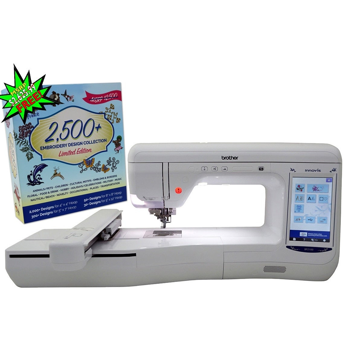 Free Machine Embroidery Patterns Brother Brother Innov Is Bp2100 Embroidery Machine With Bonus 2500 Embroidery Designs Cd