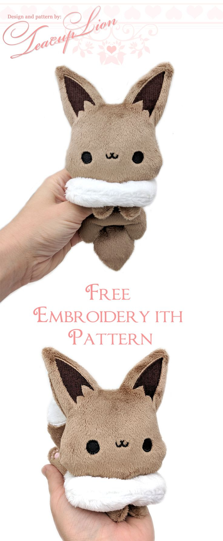 Free Machine Embroidery Patterns Knitting Patterns Christmas Free Eevee Plushie Sewing Pattern And