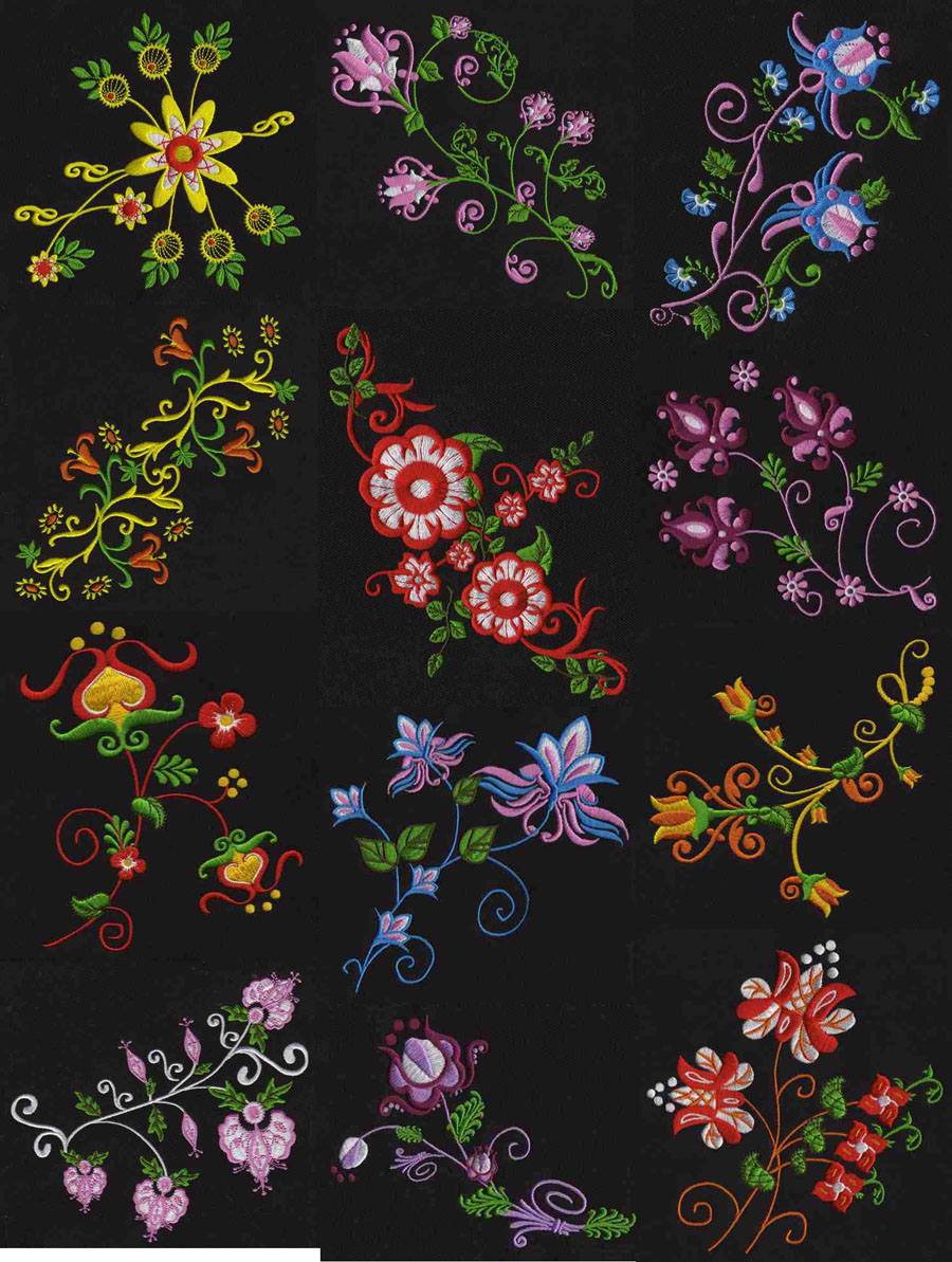 Free Machine Embroidery Patterns To Download Jacobean Flowers Machine Embroidery Designs Free Embroidery Patterns