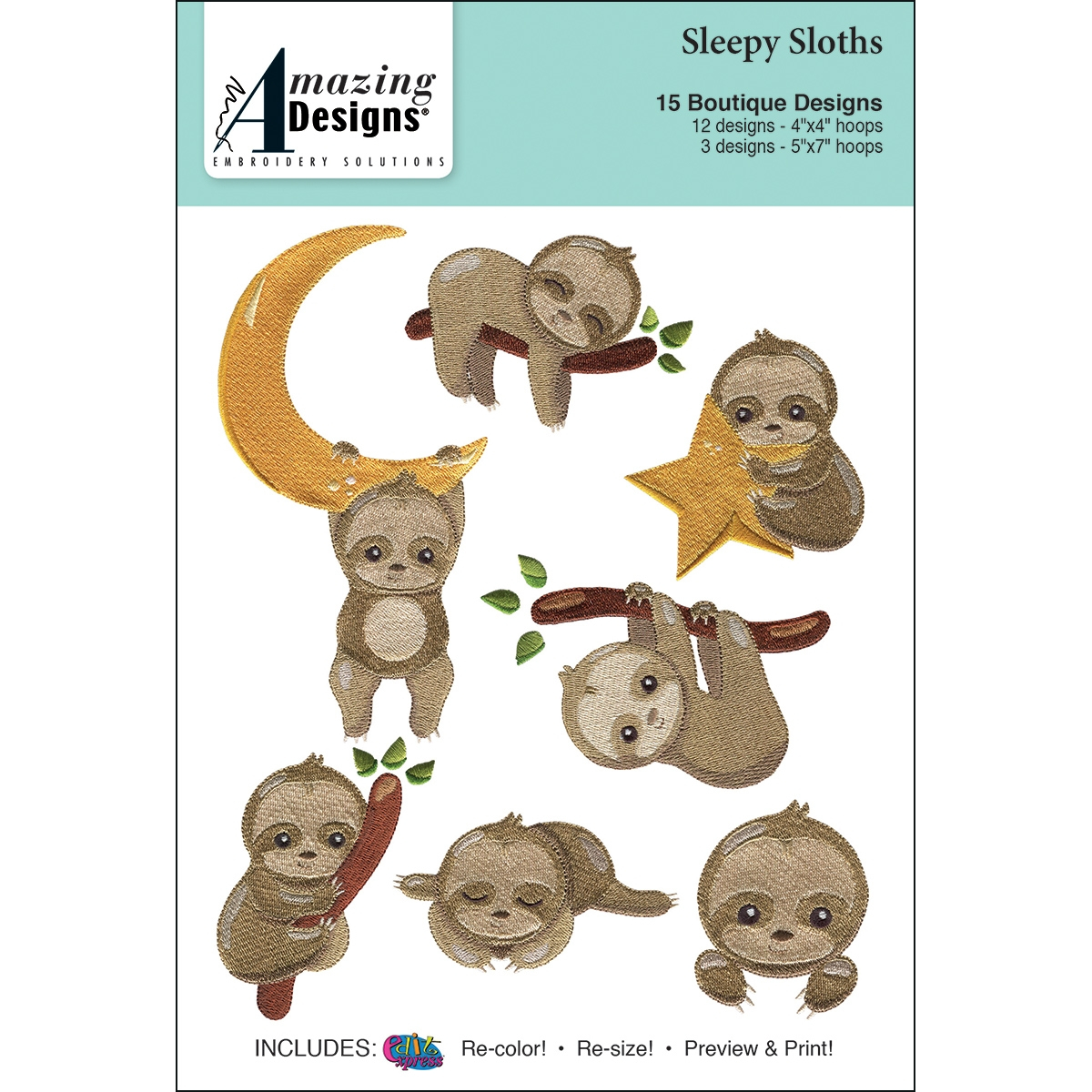 Free Machine Embroidery Patterns To Download Sleepy Sloth Embroidery Designs