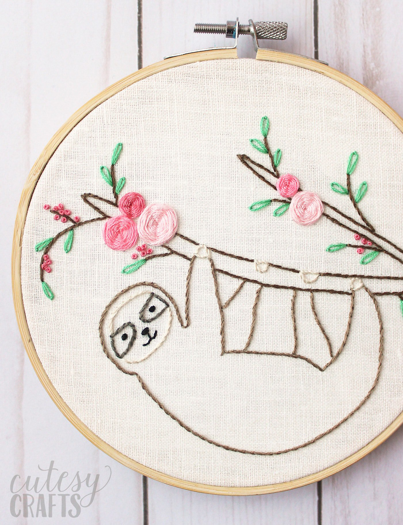 Free Paper Embroidery Patterns And Instructions Adorable Sloth Hand Embroidery Pattern The Polka Dot Chair