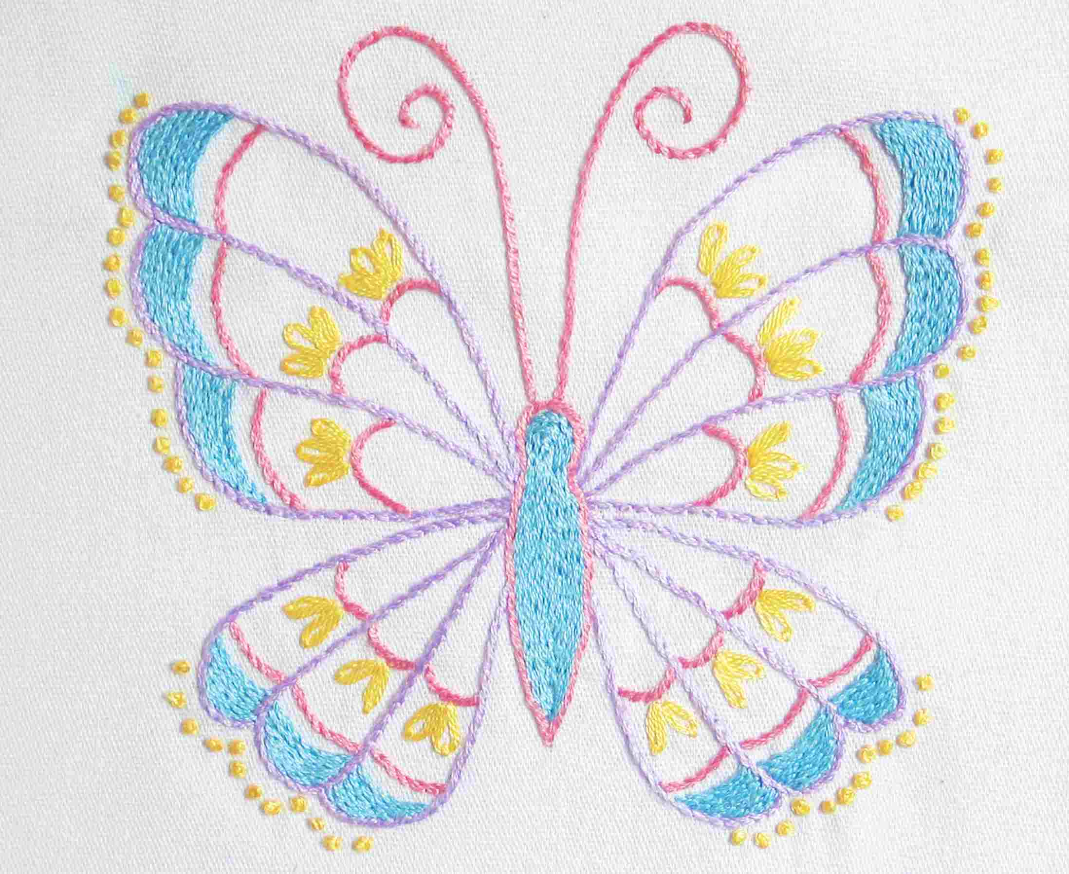 Free Paper Embroidery Patterns And Instructions Stem Stitch Butterfly Pattern