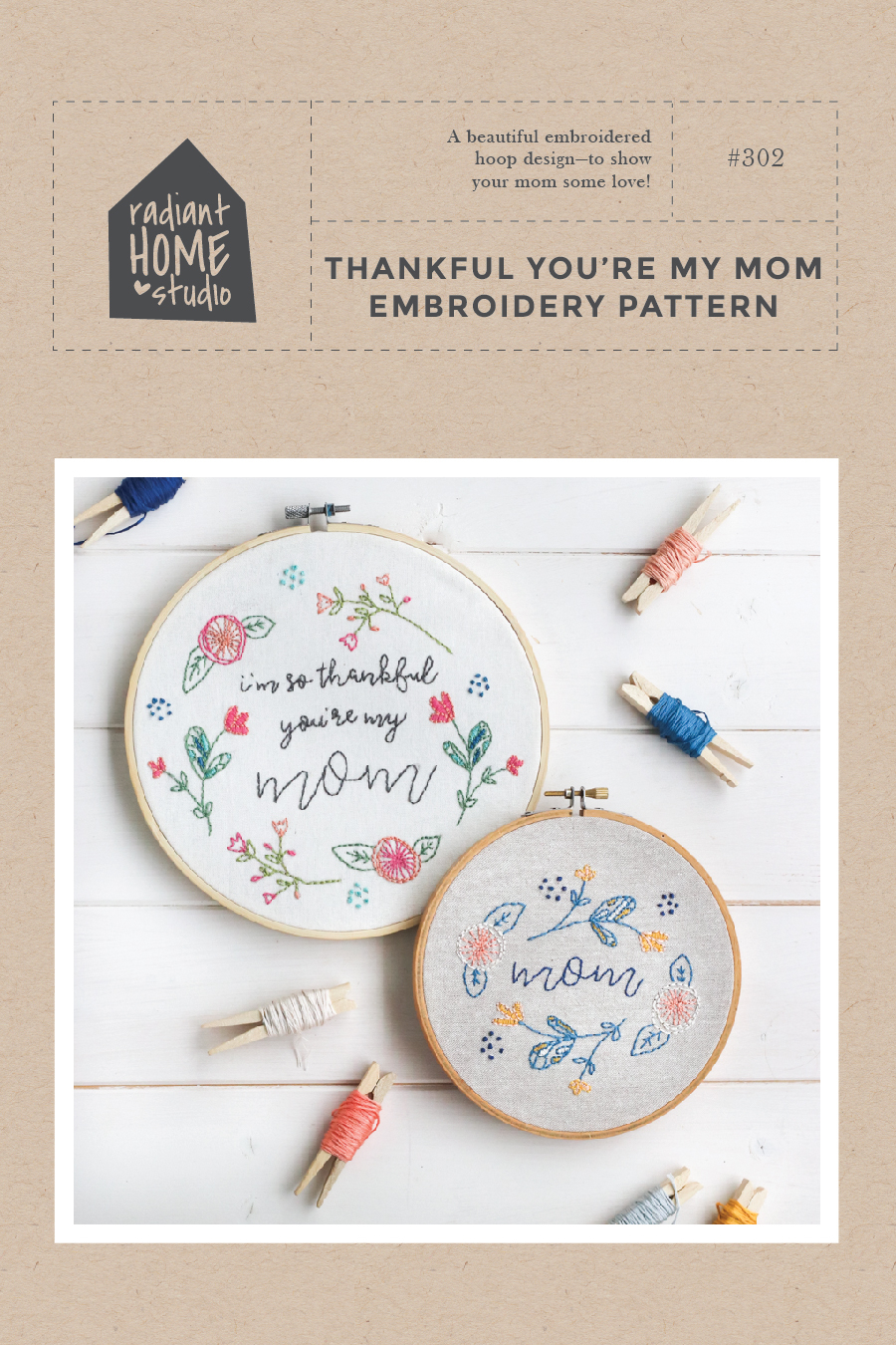 Free Paper Embroidery Patterns And Instructions Thankful Youre My Mom Embroidery Pattern