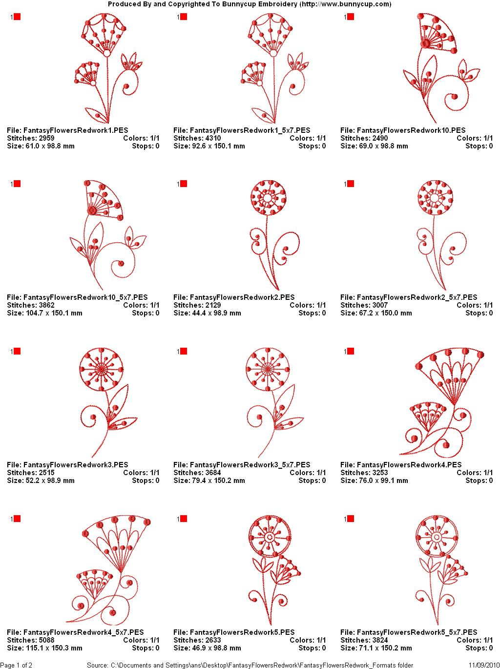 Free Redwork Embroidery Patterns Fantasy Flowers Redwork Embroidery Designs Bunnycup Embroidery