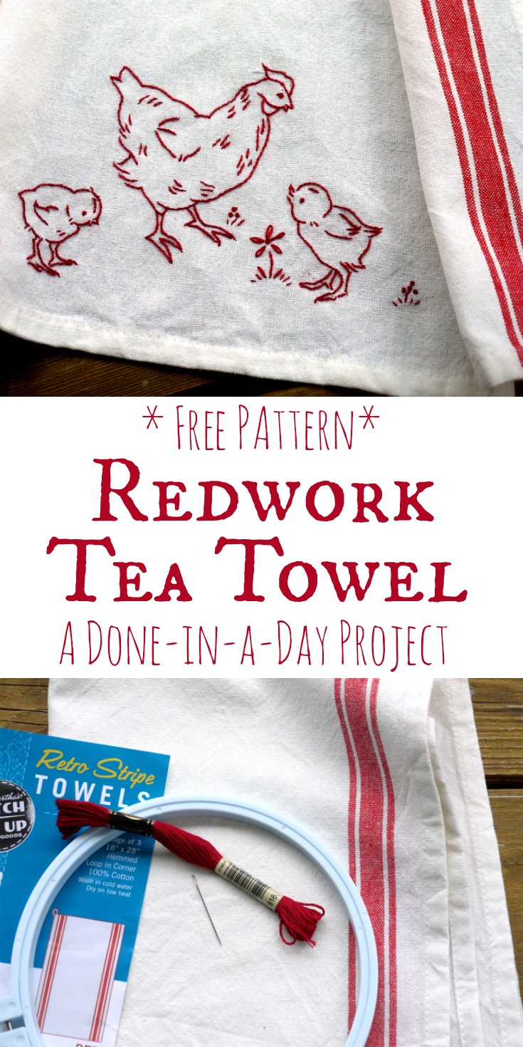 Free Redwork Embroidery Patterns Redwork Chicken Tea Towel With Free Pattern
