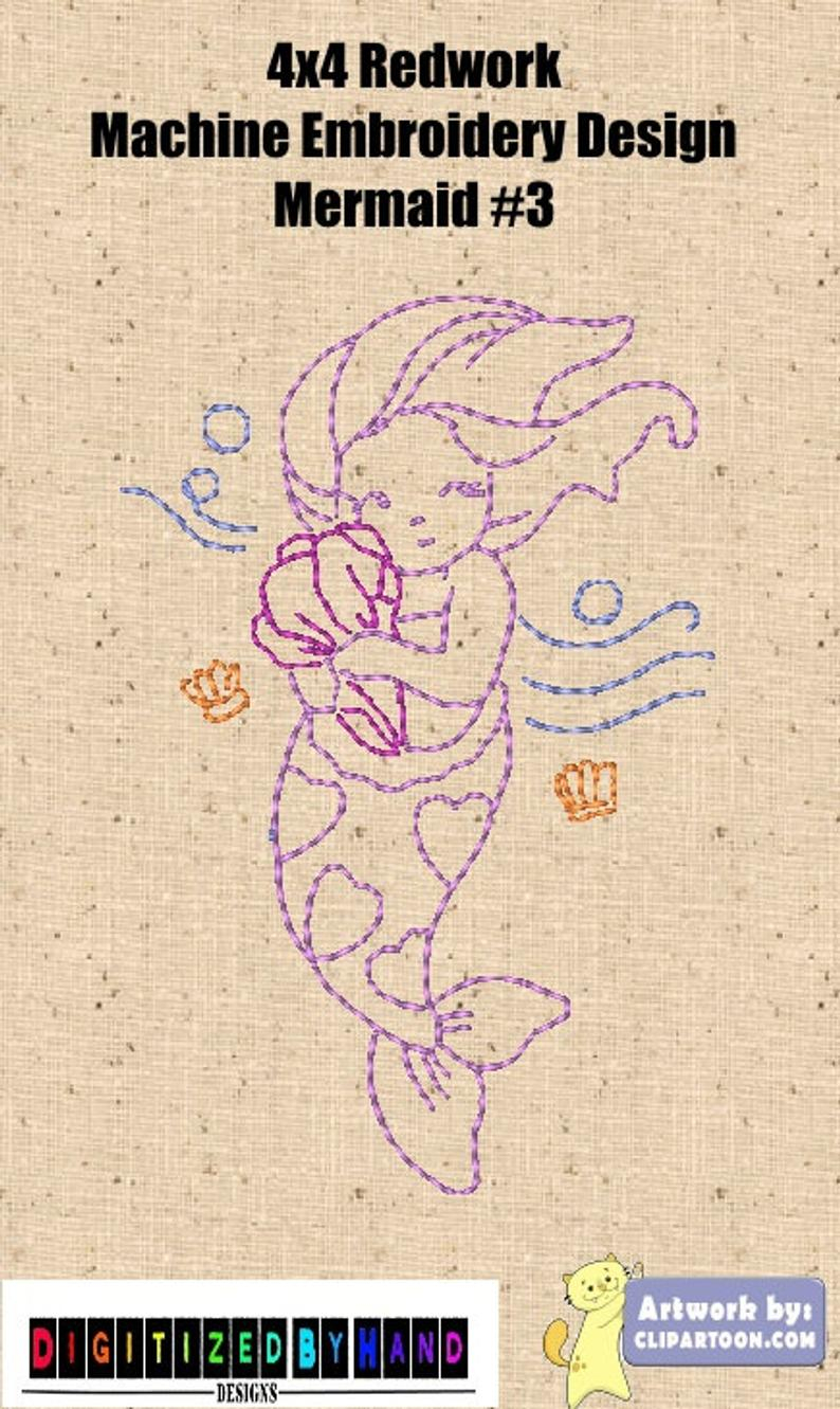 Free Redwork Machine Embroidery Patterns Redwork Embroidery Designs Machine Embroidery Mermaid 3 Redwork Design 4x4 Hoop